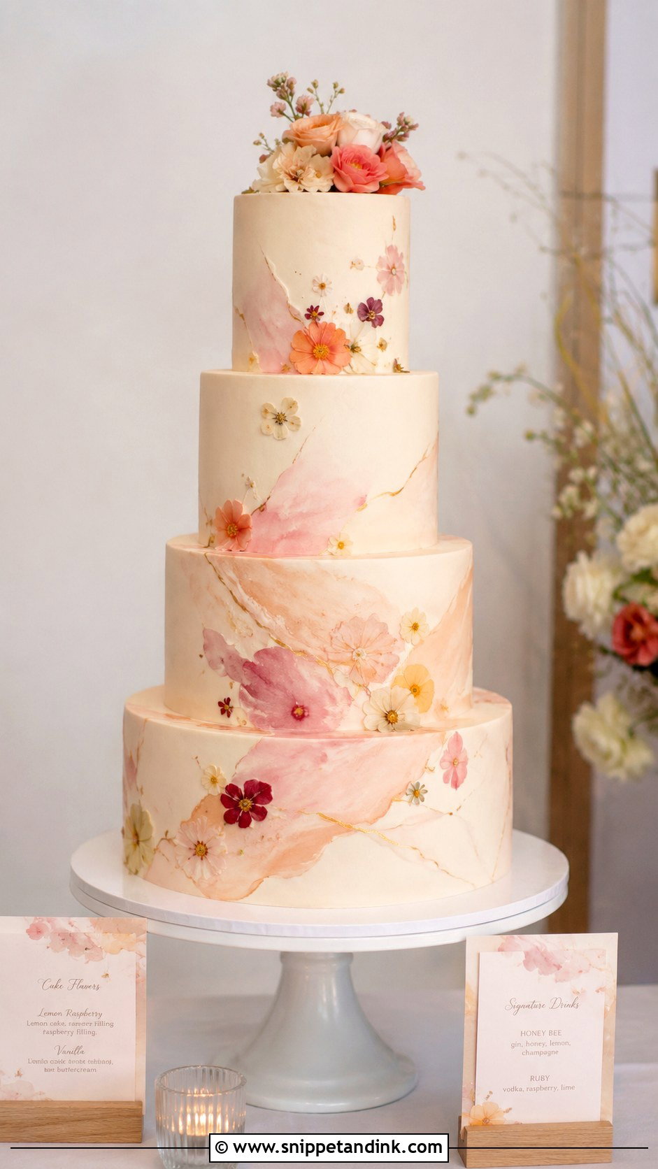 4 Tier Wedding Cake With Watercolor - Snippet and Ink - 20 4 Tiered Wedding Cakes