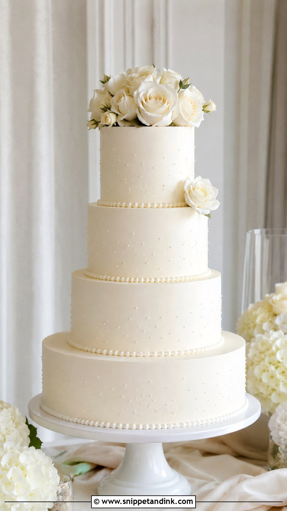 4 Tier White Wedding Cake - Snippet and Ink - 20 4 Tier Wedding Cake Ideas