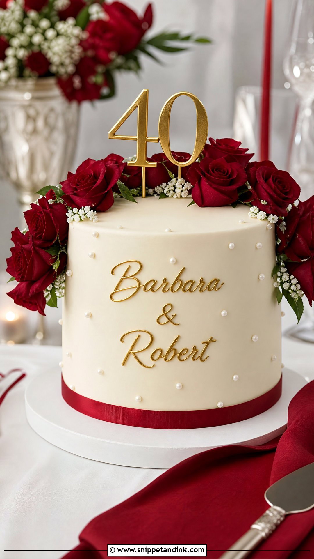 40th Anniversary Cake With Names - Snippet and Ink - 25 40th Wedding Anniversary Cake Ideas