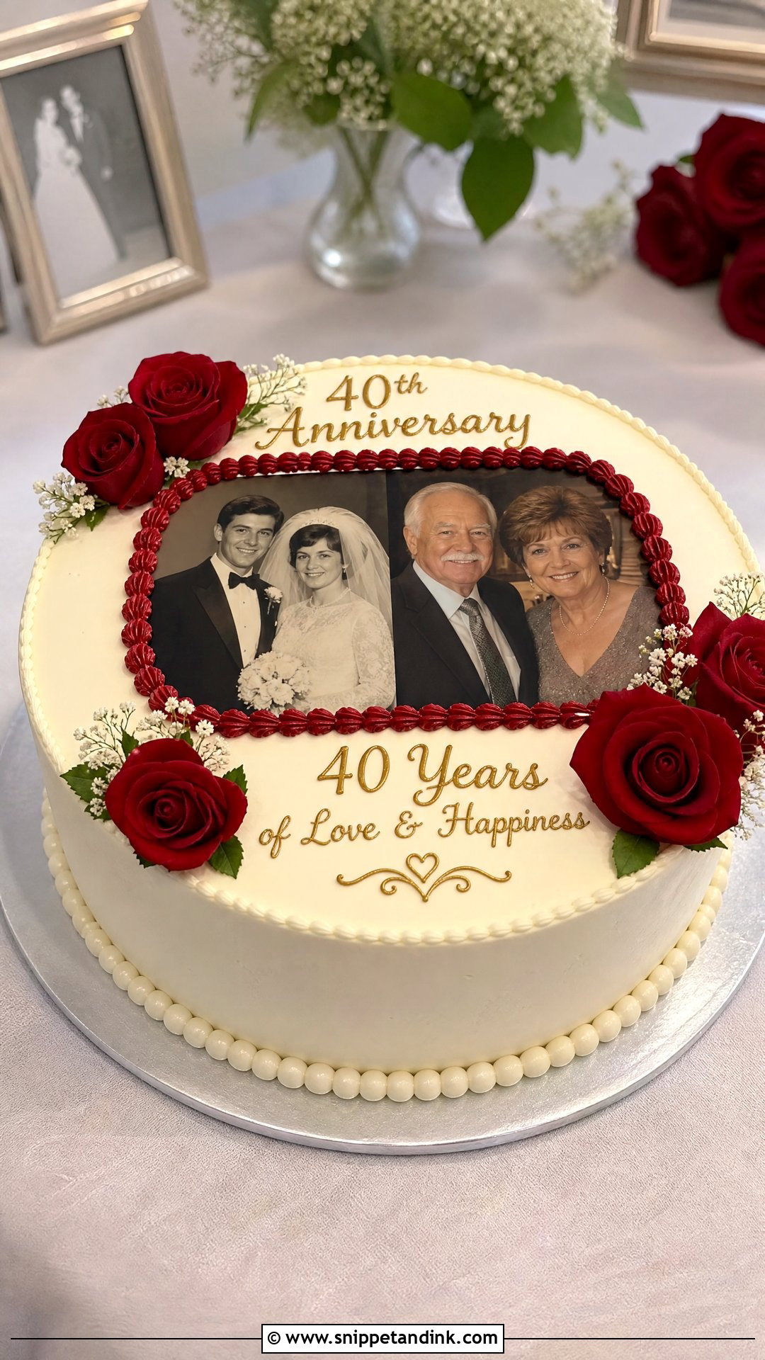 40th Anniversary Cake With Photo - Snippet and Ink - 25 40th Wedding Anniversary Cake Ideas