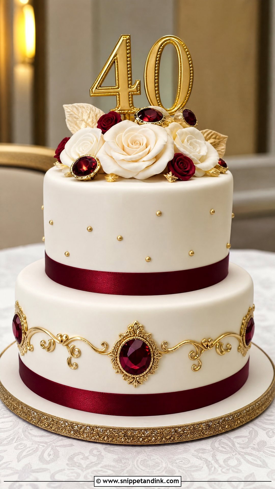 40th Anniversary Fondant Cake - Snippet and Ink - 25 40th Wedding Anniversary Cake Ideas