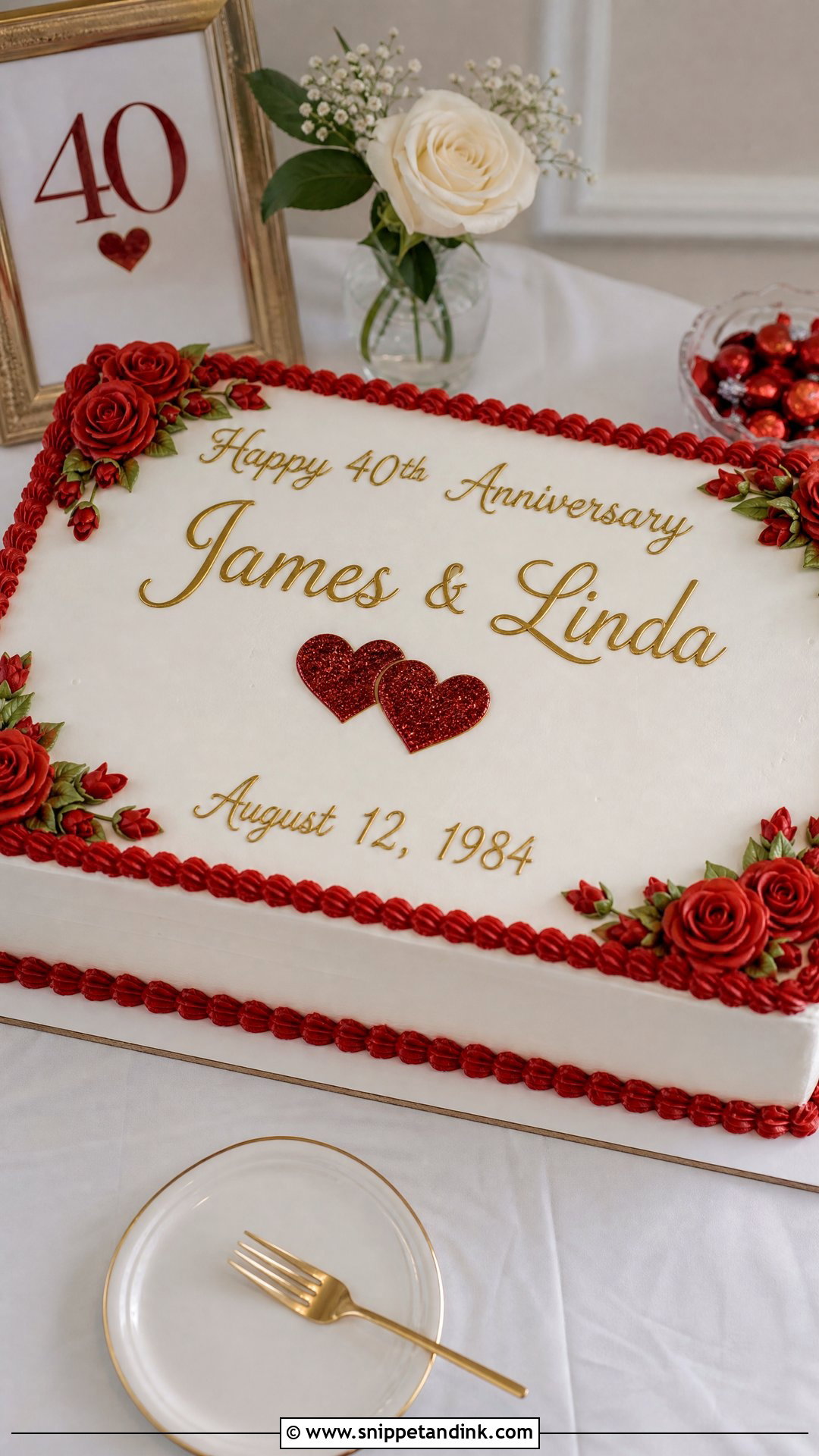 40th Anniversary Sheet Cake - Snippet and Ink - 25 40th Wedding Anniversary Cake Ideas