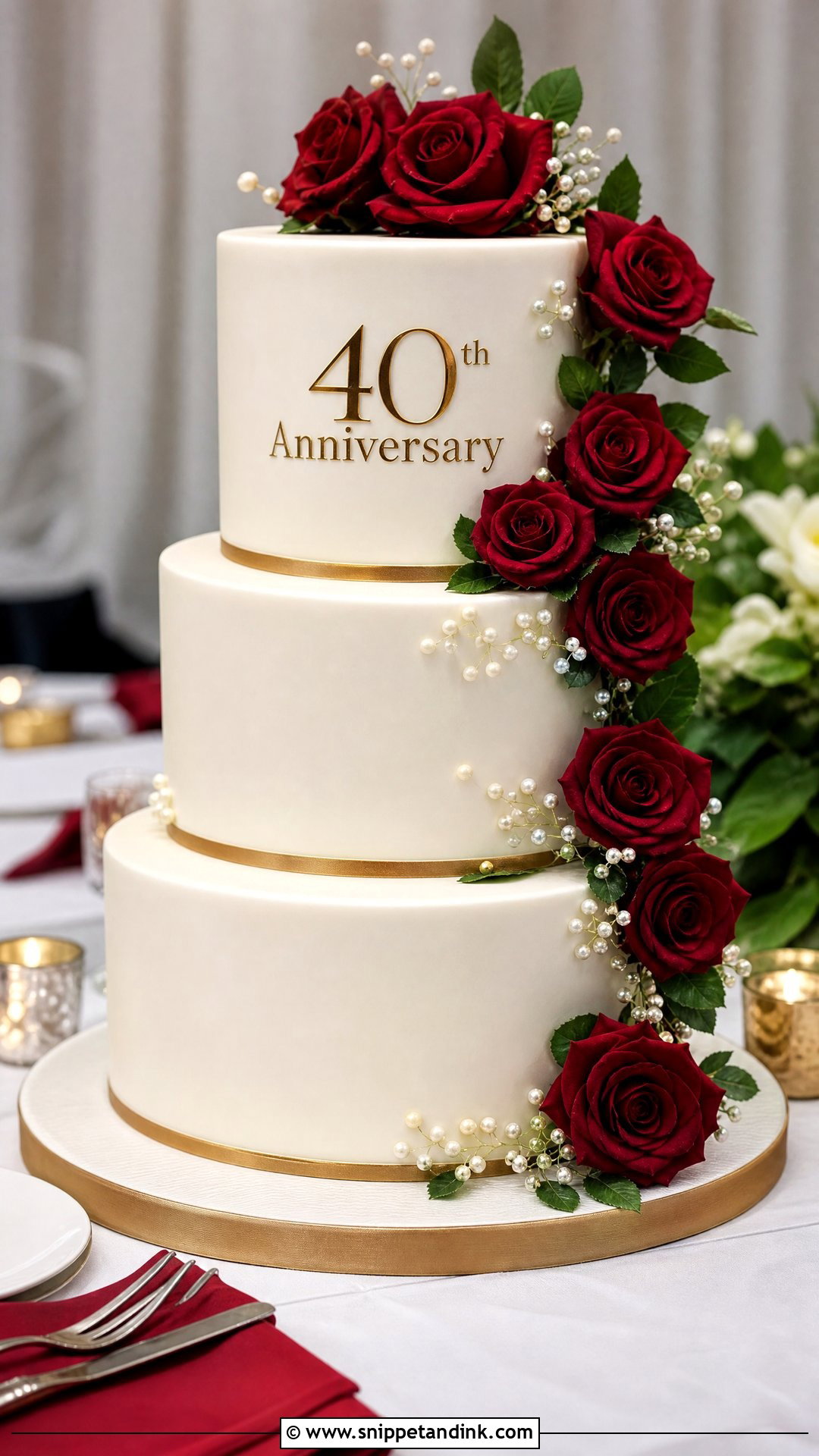 40th Anniversary Tiered Cake - Snippet and Ink - 25 40th Wedding Anniversary Cake Ideas