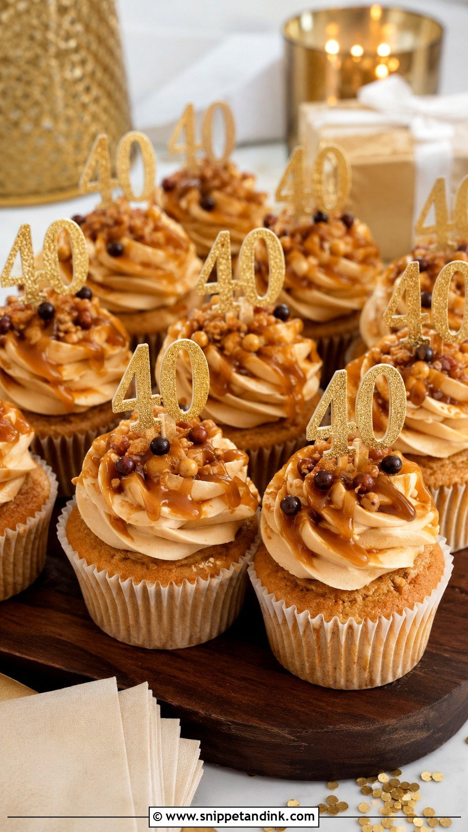40th Birthday Caramel Cupcakes - Snippet and Ink - 20 40th Cupcake Ideas
