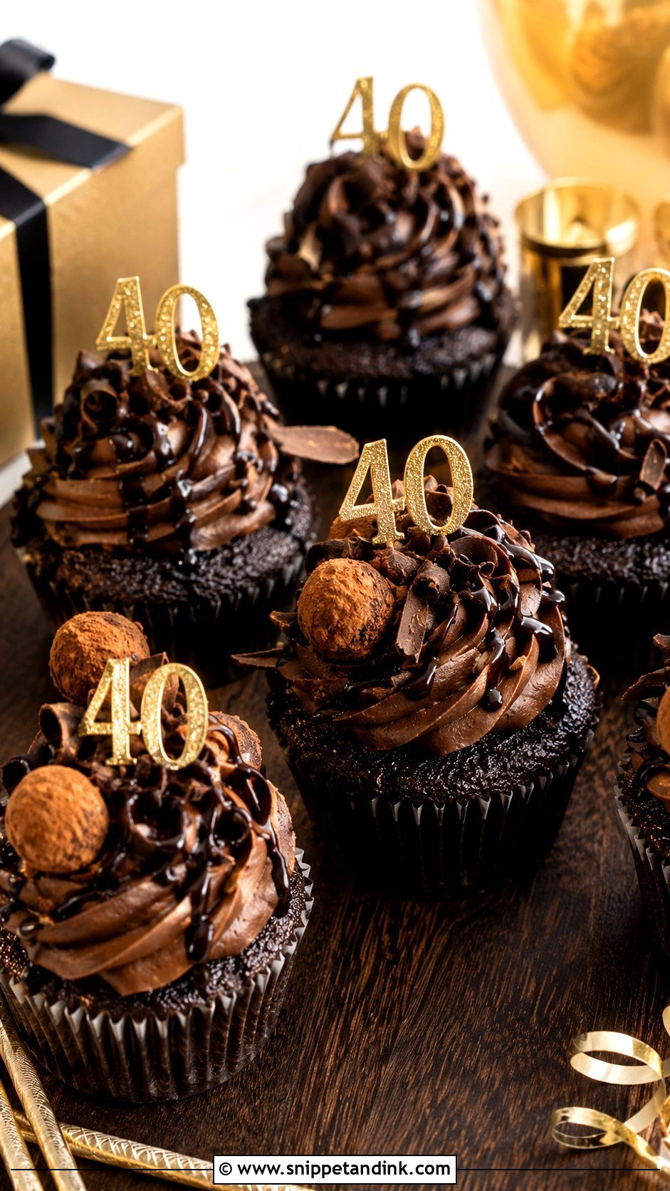 40th Birthday Chocolate Cupcakes - Snippet and Ink - 20 40th Cupcake Ideas