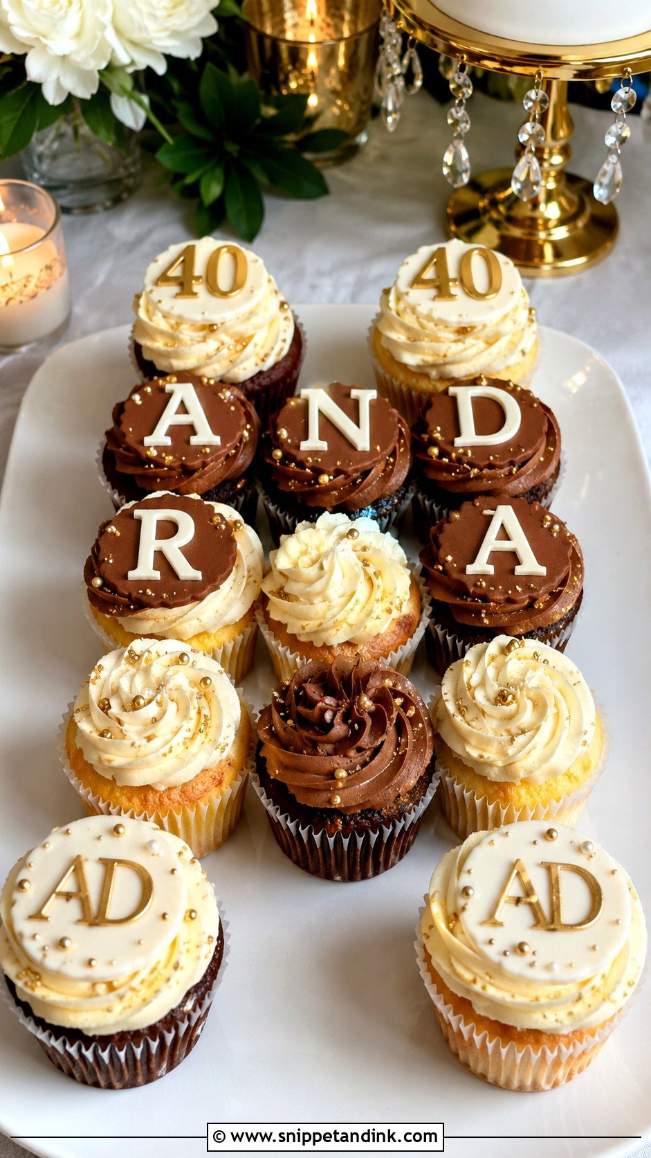 40th Birthday Custom Name Cupcakes - Snippet and Ink - 20 40th Cupcake Ideas
