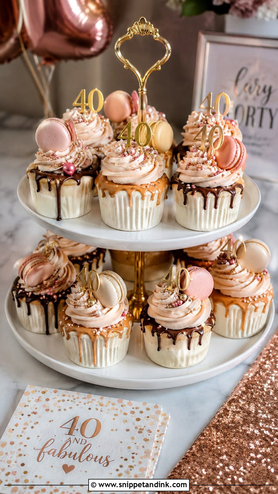 40th Birthday Drip Cupcakes - Snippet and Ink - 20 40th Cupcake Ideas