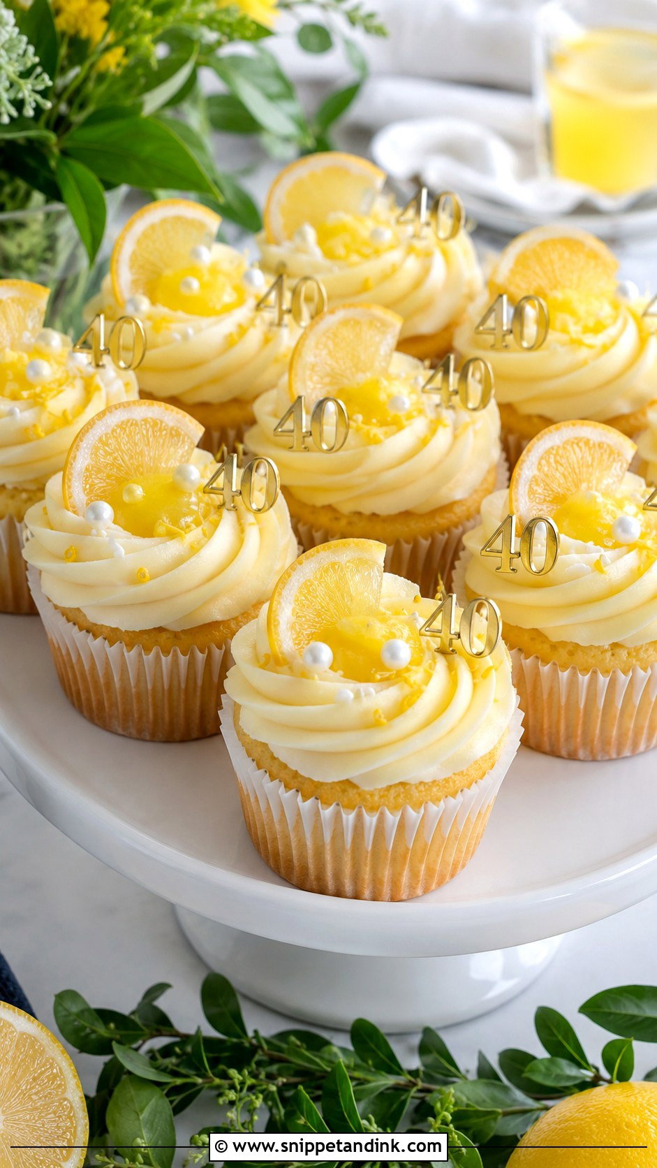 40th Birthday Lemon Cupcakes - Snippet and Ink - 20 40th Cupcake Ideas