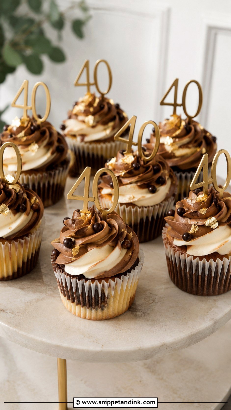 40th Birthday Marble Cupcakes - Snippet and Ink - 20 40th Cupcake Ideas