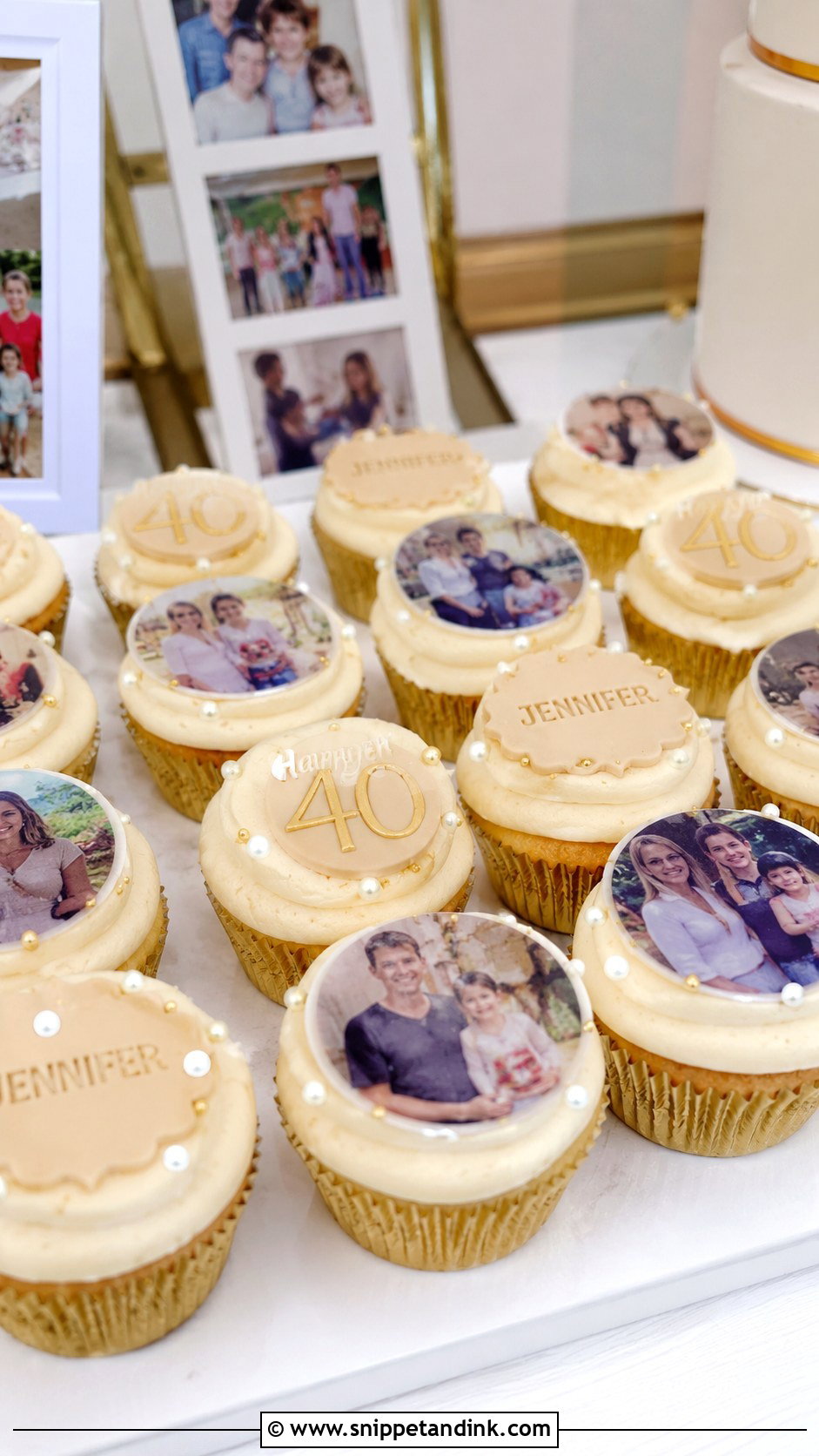 40th Birthday Photo Cupcakes - Snippet and Ink - 20 40th Cupcake Ideas