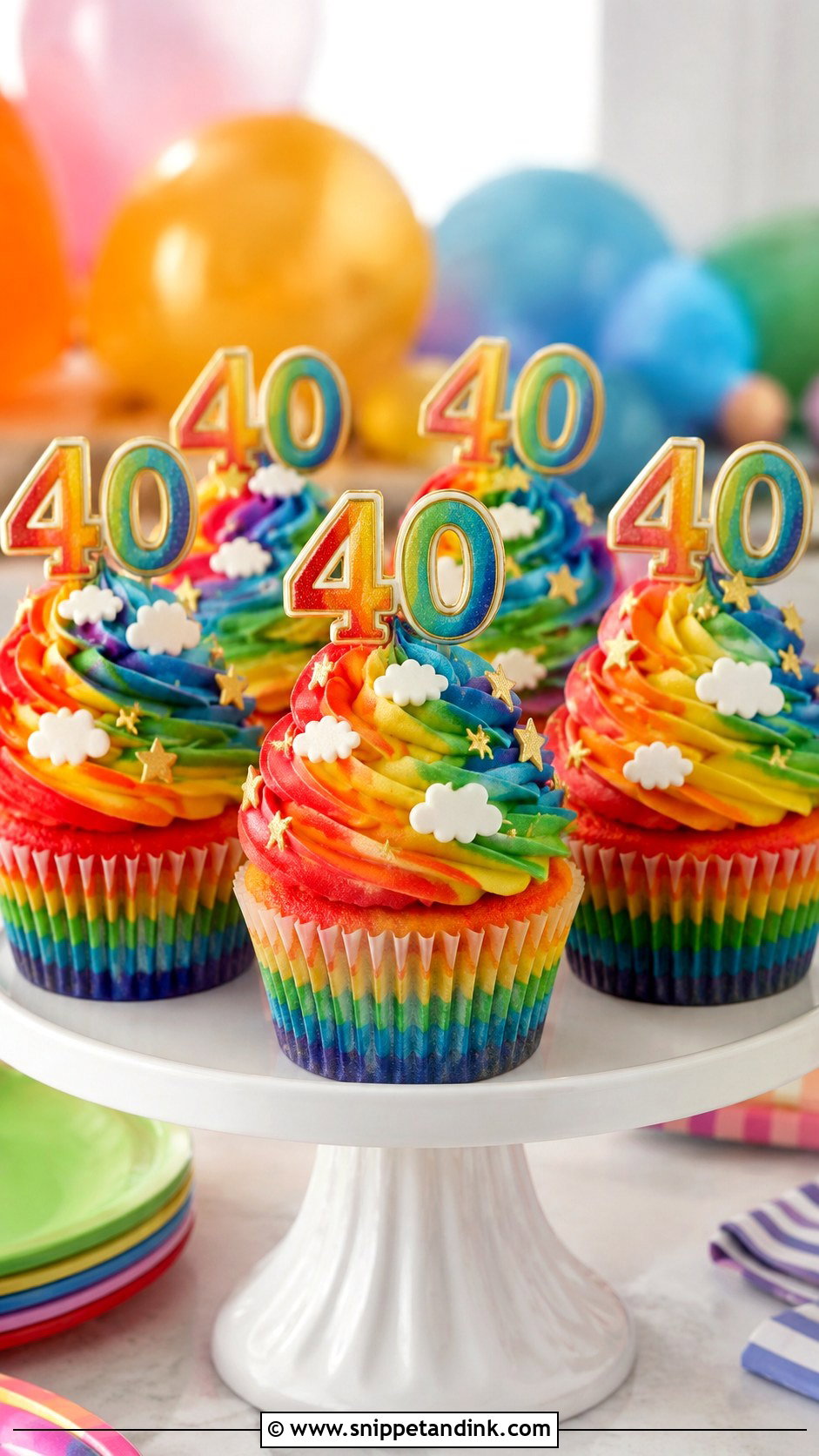 40th Birthday Rainbow Cupcakes - Snippet and Ink - 20 40th Cupcake Ideas