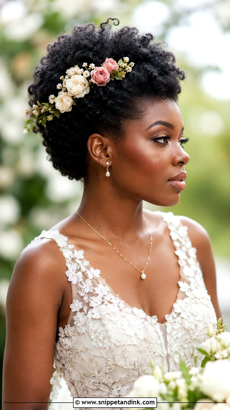 4C Bridal Natural Hair With Flowers - Snippet and Ink - 20 4c Bridal Natural Hairstyles
