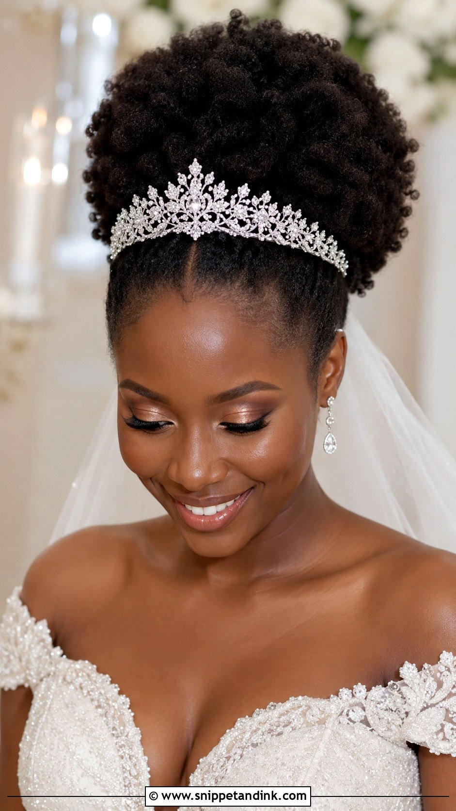 4C Bridal Natural Hair With Tiara - Snippet and Ink - 20 4c Bridal Natural Hairstyles