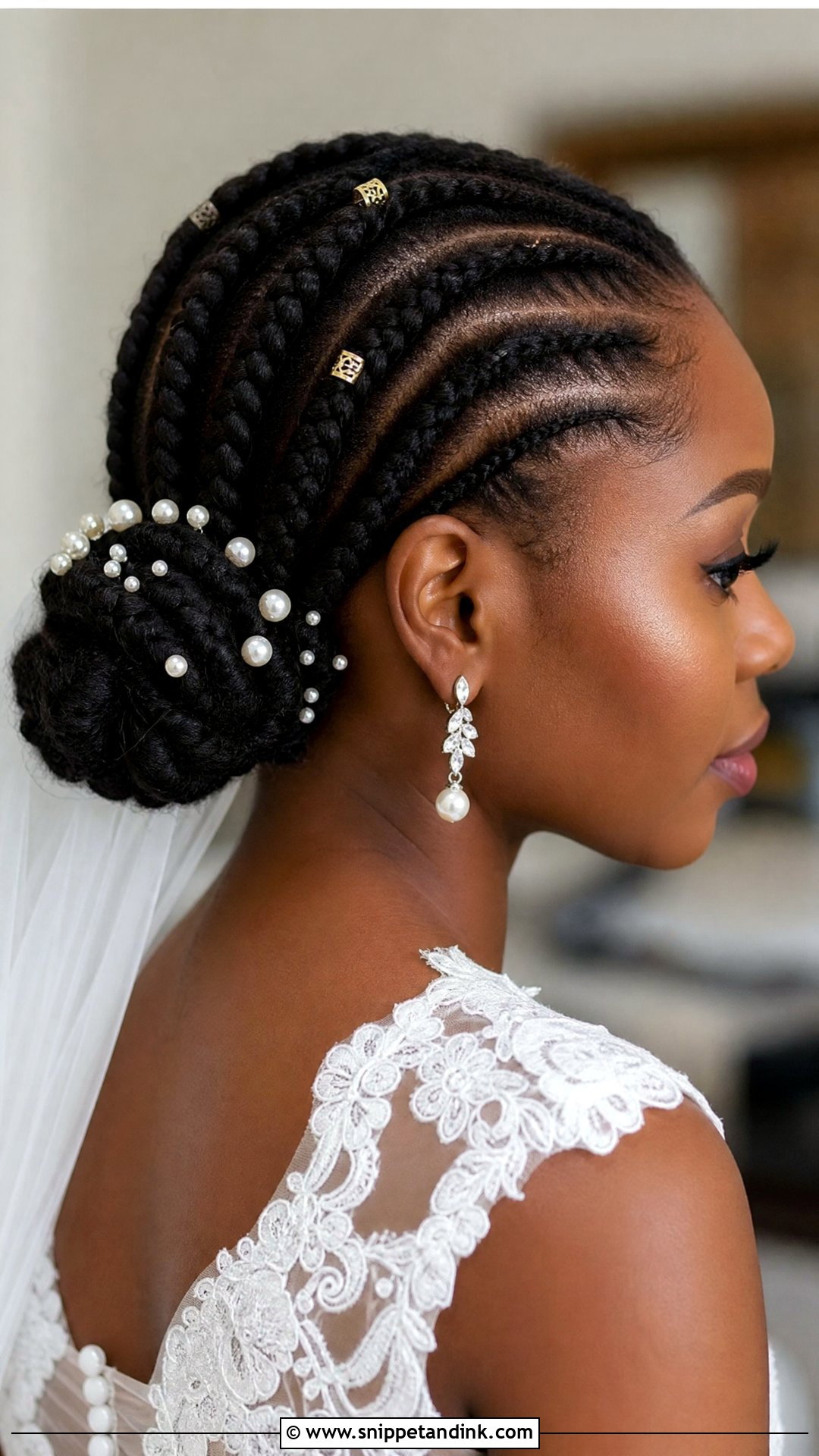 4C Hair Cornrow Bun Wedding Hairstyle - Snippet and Ink - 15 4c Hair Wedding Hairstyles