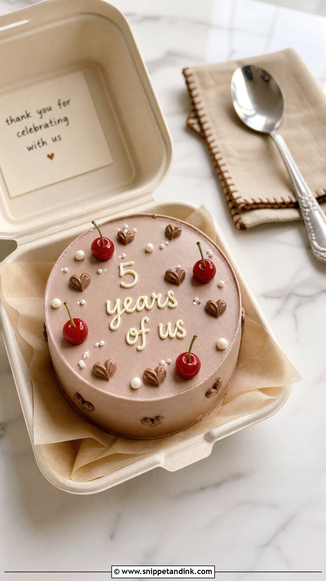 5 Year Anniversary Bento Cake - Snippet and Ink - 25 5 Year Anniversary Cake Ideas