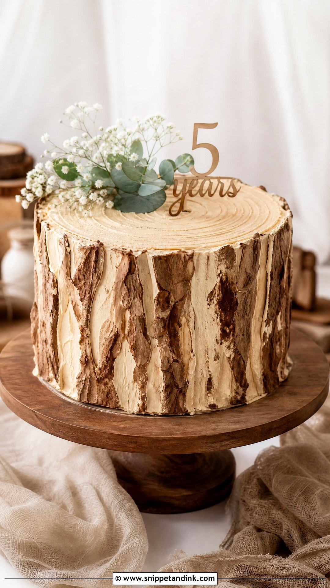 5 Year Anniversary Cake With Wood Texture - Snippet and Ink - 25 5 Year Anniversary Cake Ideas
