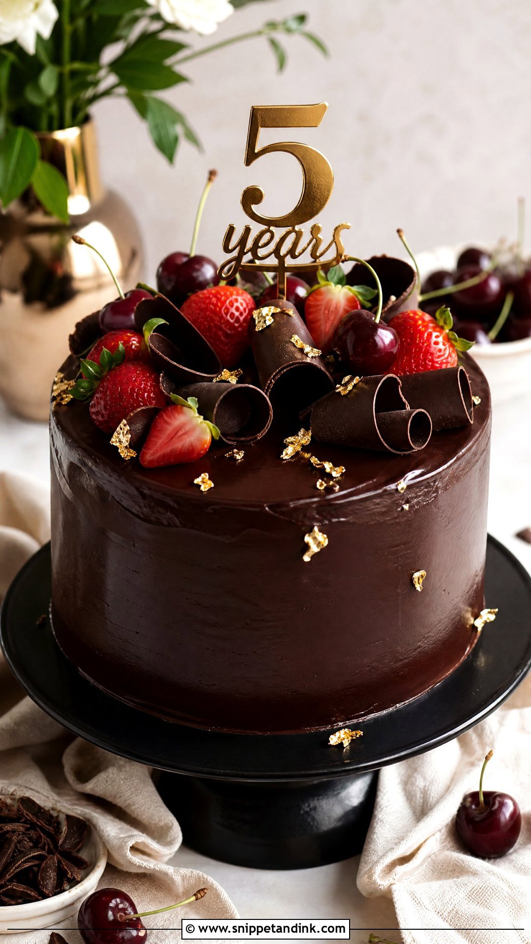 5 Year Anniversary Chocolate Cake - Snippet and Ink - 25 5 Year Anniversary Cake Ideas