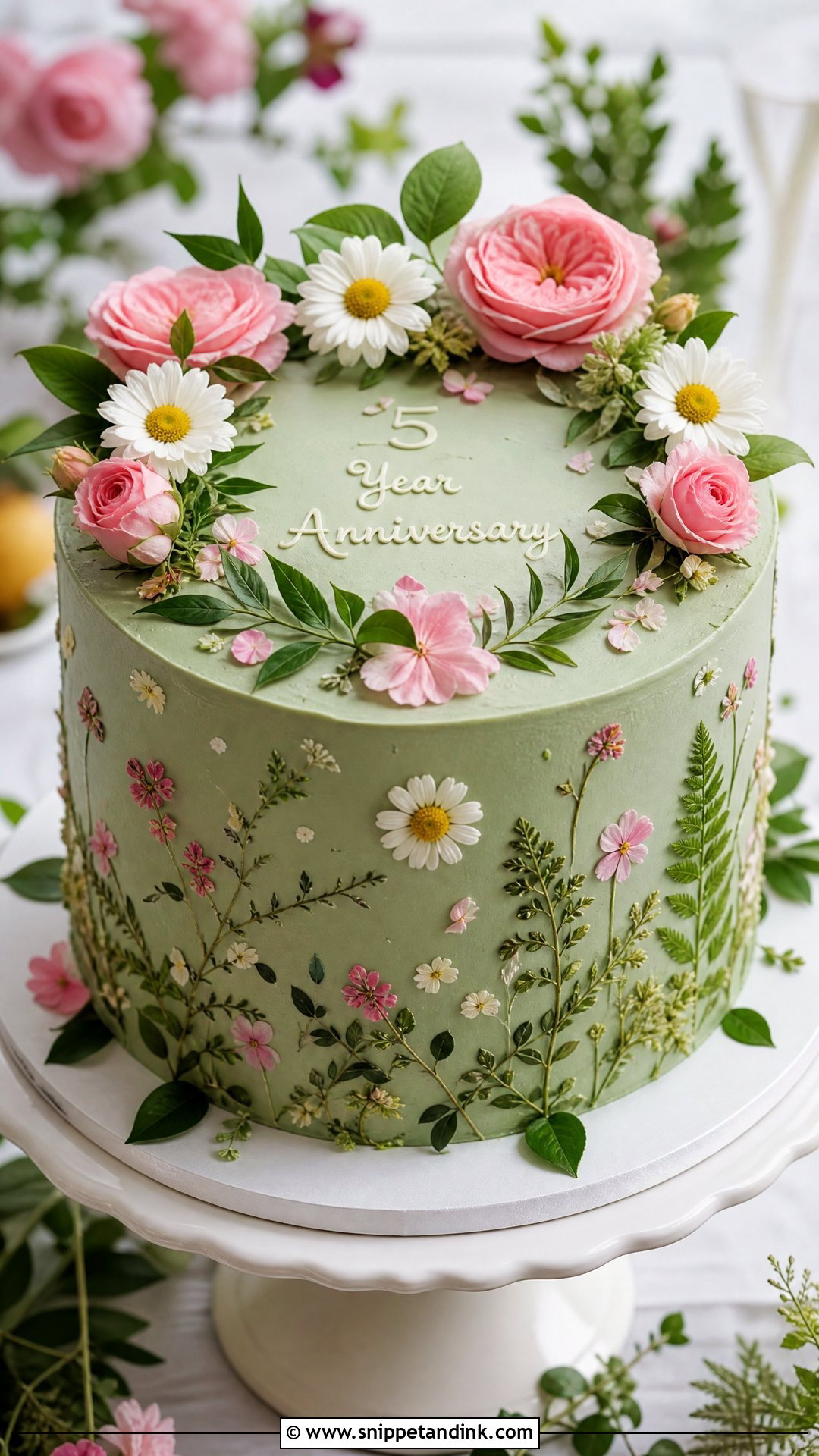 5 Year Anniversary Floral Cake - Snippet and Ink - 25 5 Year Anniversary Cake Ideas