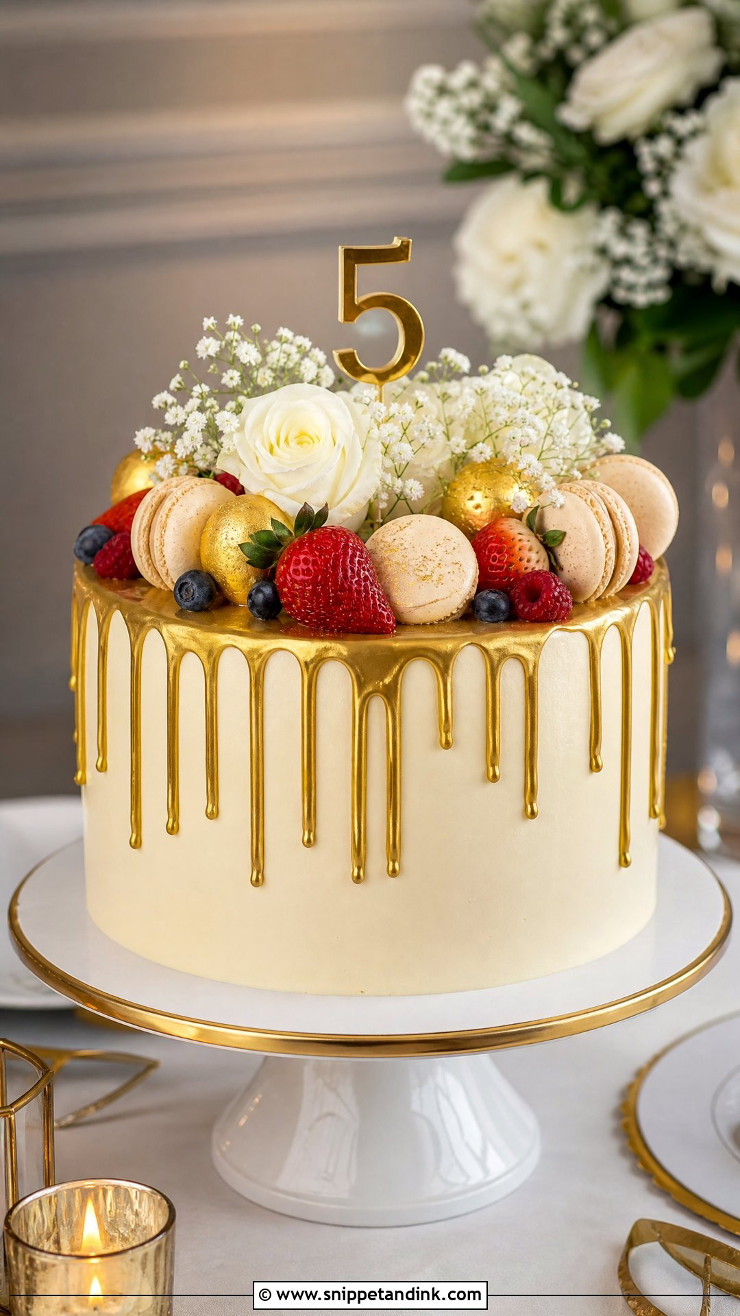 5 Year Anniversary Gold Drip Cake - Snippet and Ink - 25 5 Year Anniversary Cake Ideas