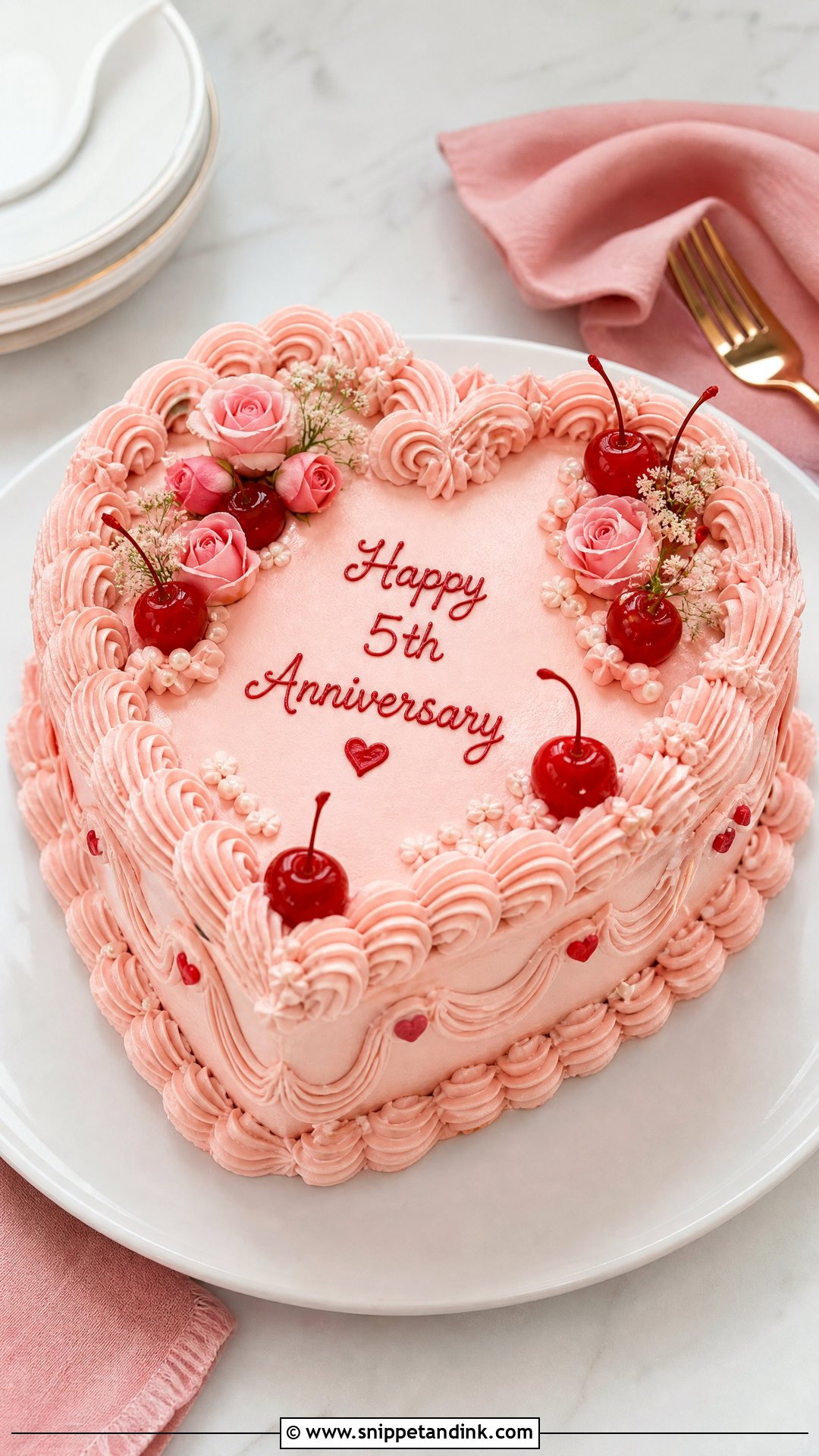 5 Year Anniversary Heart Cake - Snippet and Ink - 25 5 Year Anniversary Cake Ideas