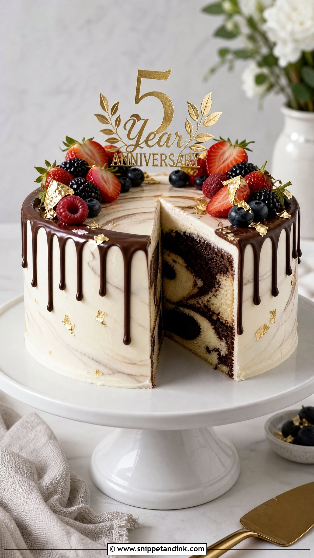 5 Year Anniversary Marble Cake - Snippet and Ink - 25 5 Year Anniversary Cake Ideas