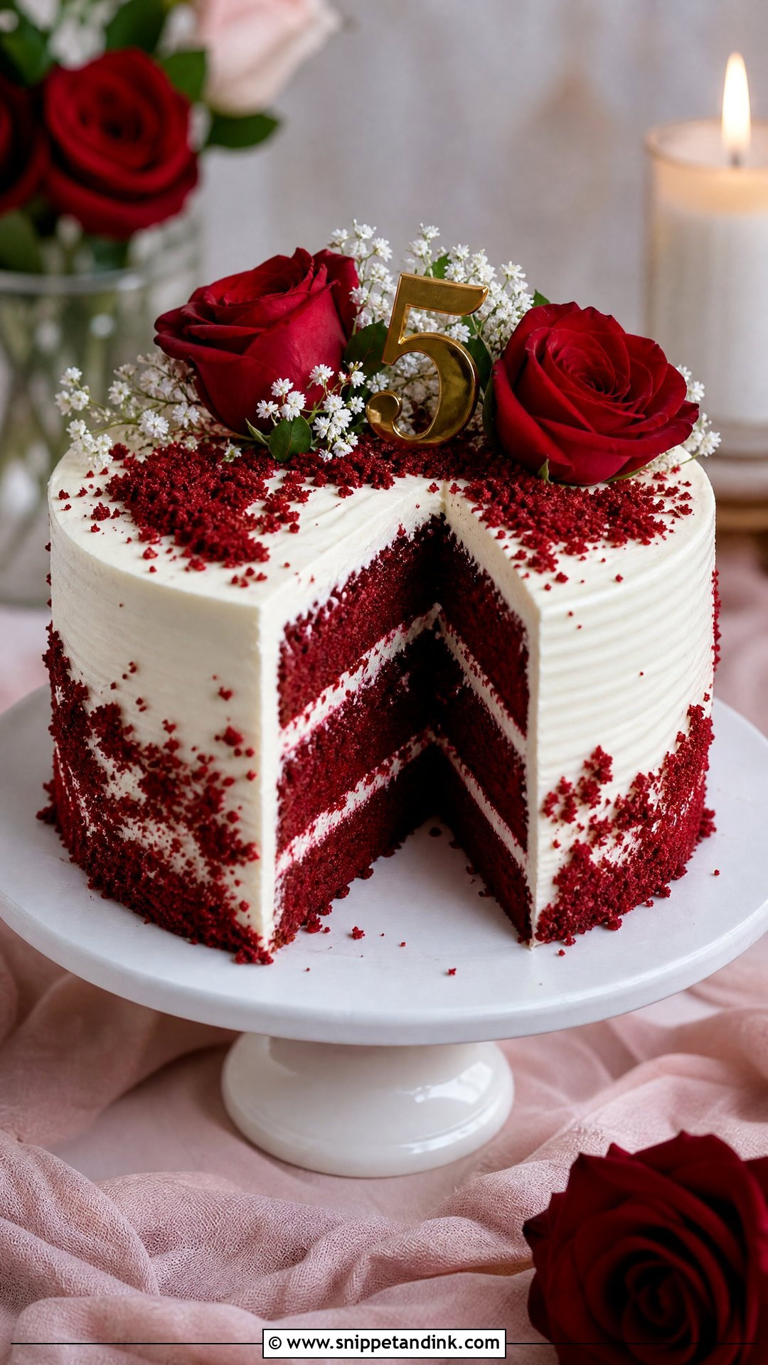 5 Year Anniversary Red Velvet Cake - Snippet and Ink - 25 5 Year Anniversary Cake Ideas