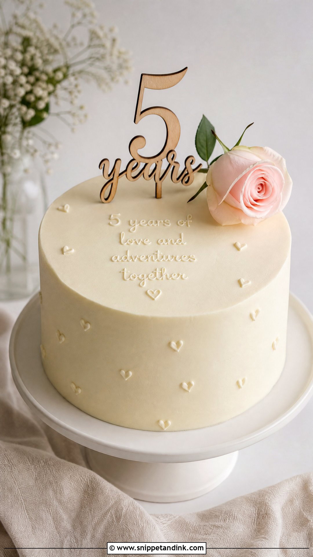 5 Year Anniversary Simple Cake - Snippet and Ink - 25 5 Year Anniversary Cake Ideas