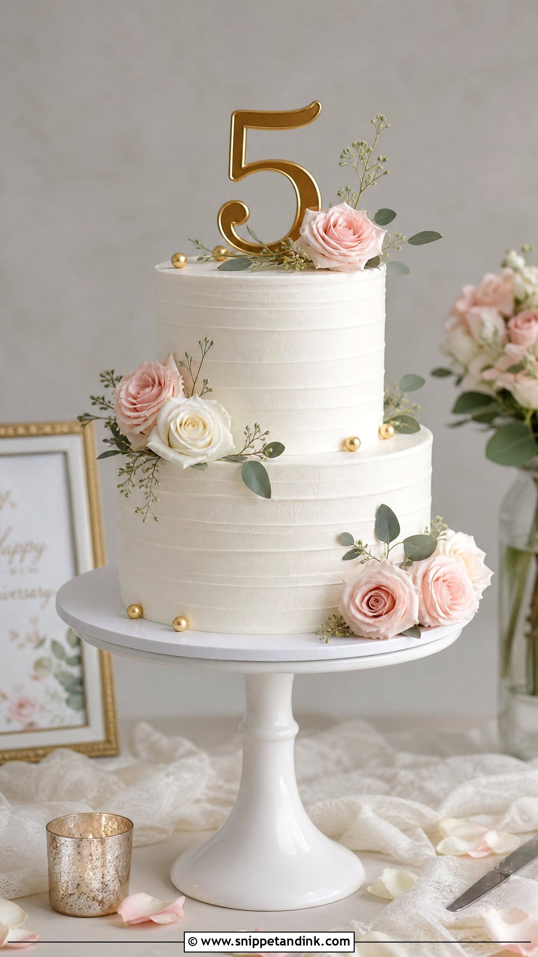 5 Year Anniversary Two Tier Cake - Snippet and Ink - 25 5 Year Anniversary Cake Ideas