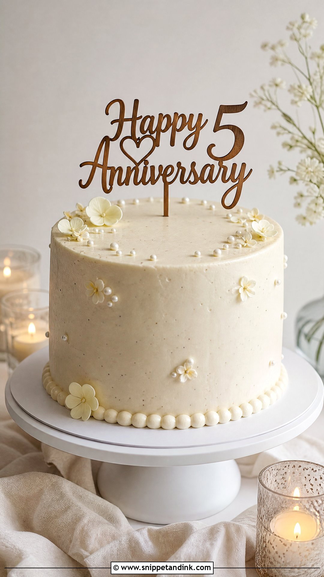 5 Year Anniversary Vanilla Cake - Snippet and Ink - 25 5 Year Anniversary Cake Ideas