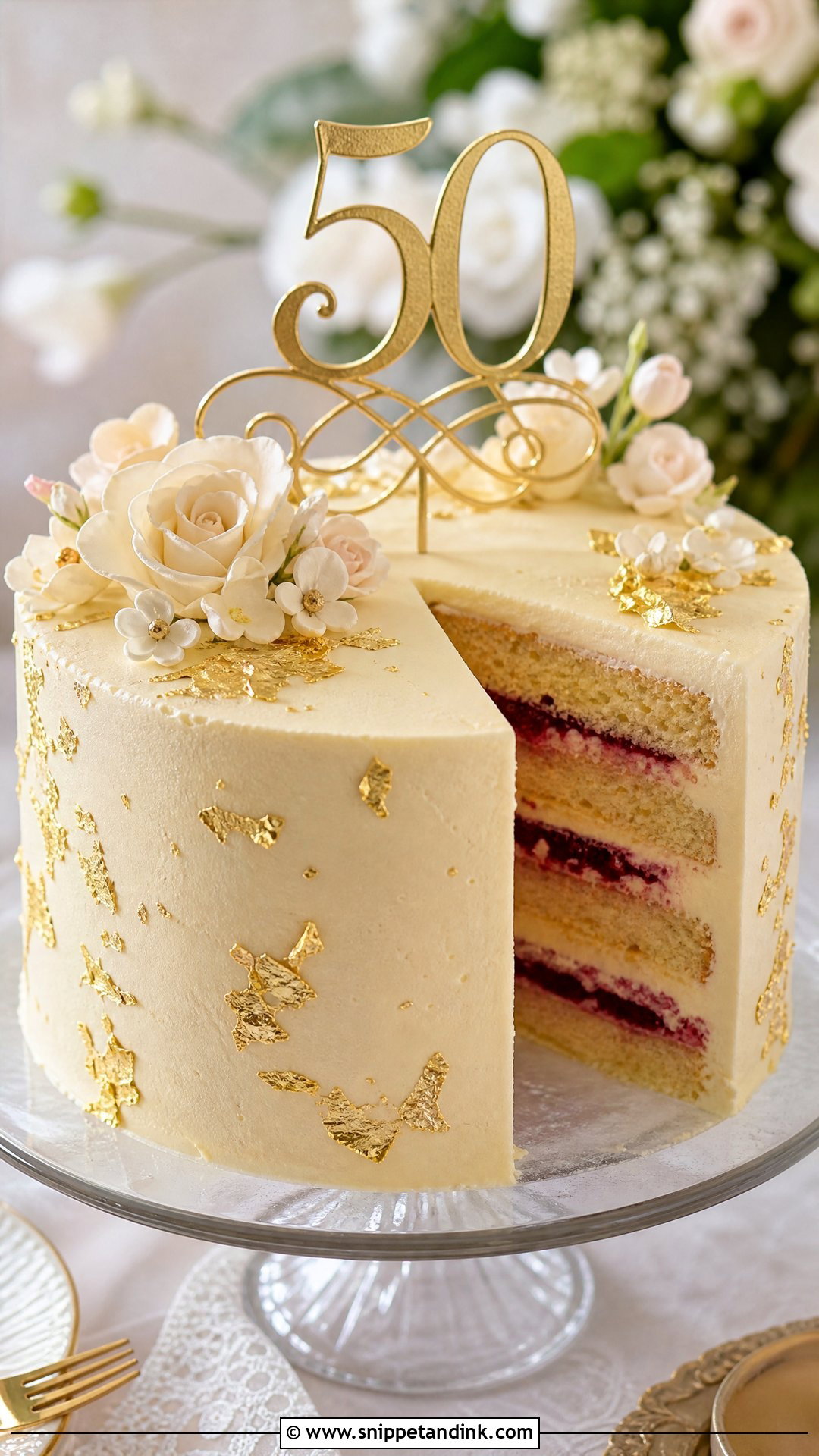 50th Anniversary Almond Cake - Snippet and Ink - 25 50th Anniversary Cake Ideas