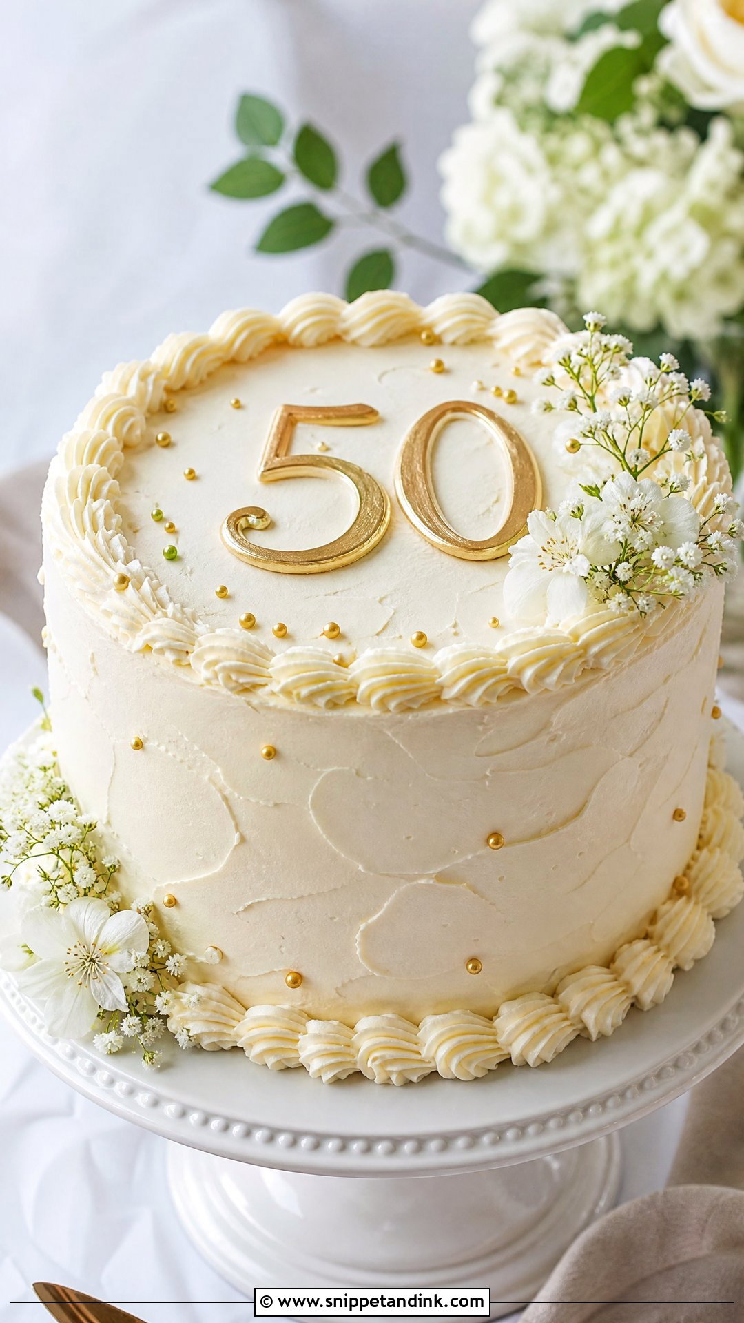 50th Anniversary Buttercream Cake - Snippet and Ink - 25 50th Anniversary Cake Ideas