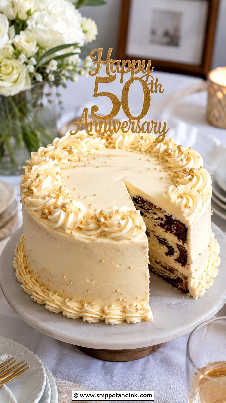 50th Anniversary Buttercream Cake - Snippet and Ink - 20 50 Year Anniversary Cake Ideas
