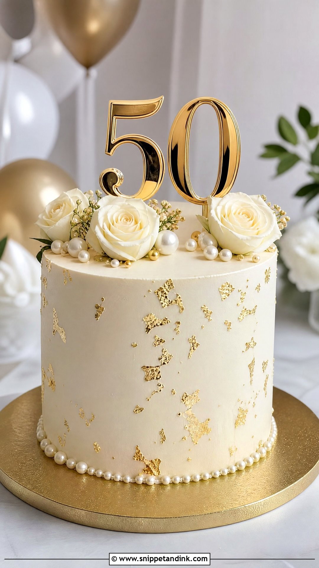 50th Anniversary Cake With Number 50 Topper - Snippet and Ink - 30 50th Anniversary Cakes