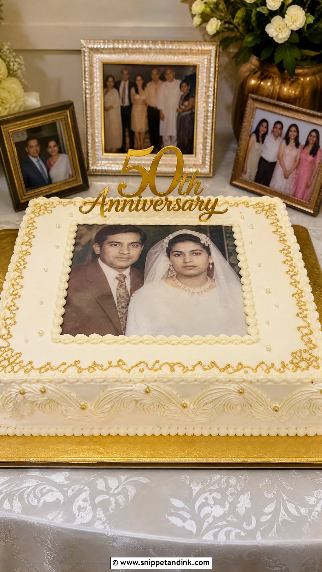 50th Anniversary Cake With Photo - Snippet and Ink - 30 50th Anniversary Cakes