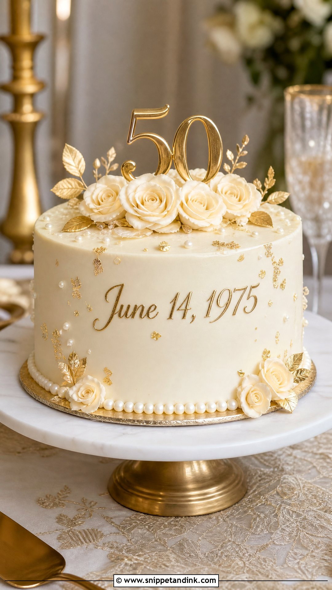 50th Anniversary Cake With Wedding Date - Snippet and Ink - 30 50th Anniversary Cakes