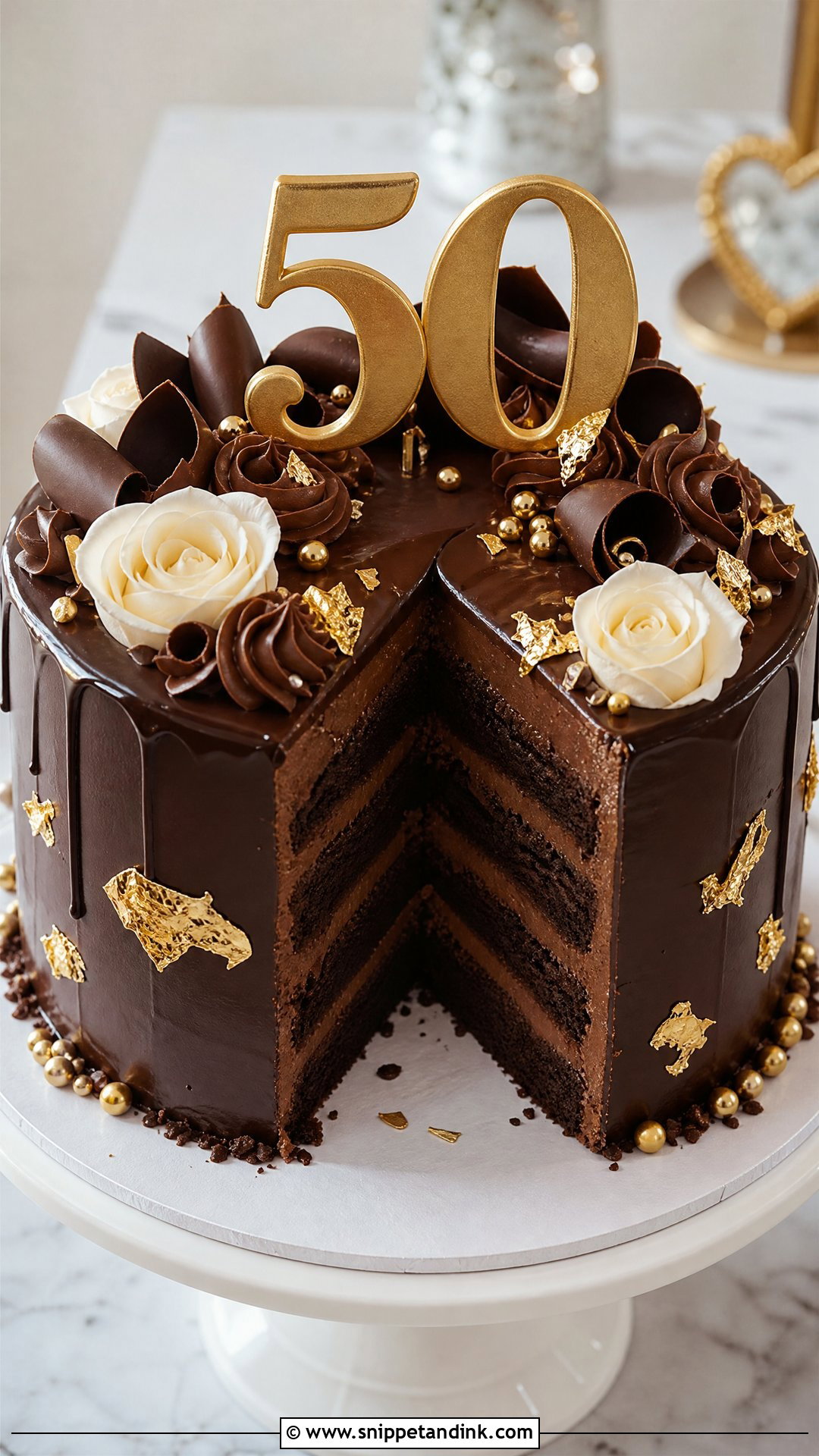 50th Anniversary Chocolate Cake - Snippet and Ink - 25 50th Anniversary Cake Ideas