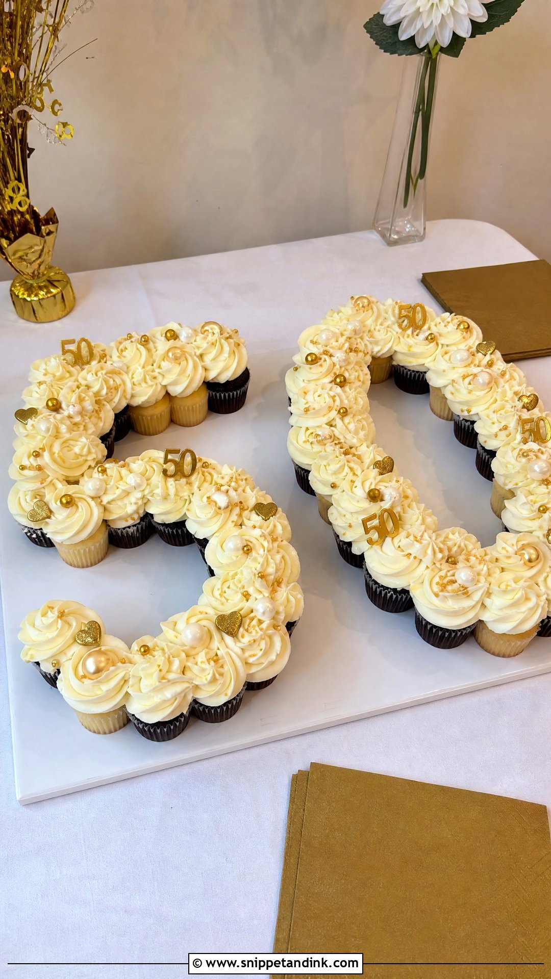 50th Anniversary Cupcake Cake - Snippet and Ink - 30 50th Anniversary Cakes