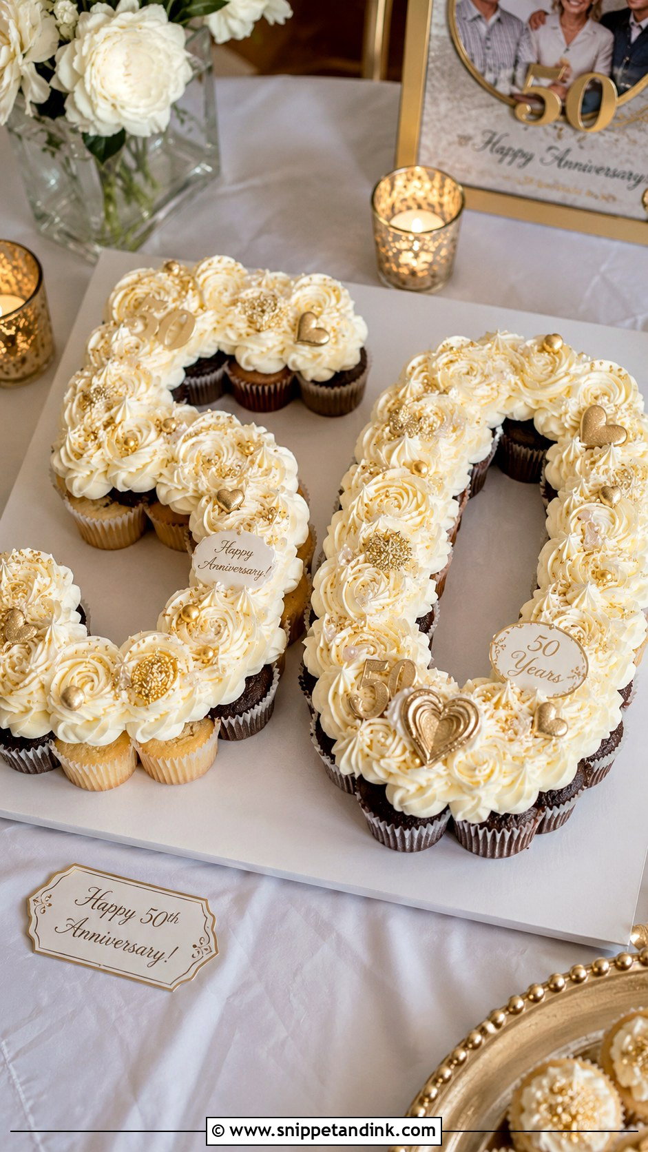 50th Anniversary Cupcake Cake - Snippet and Ink - 20 50 Year Anniversary Cake Ideas