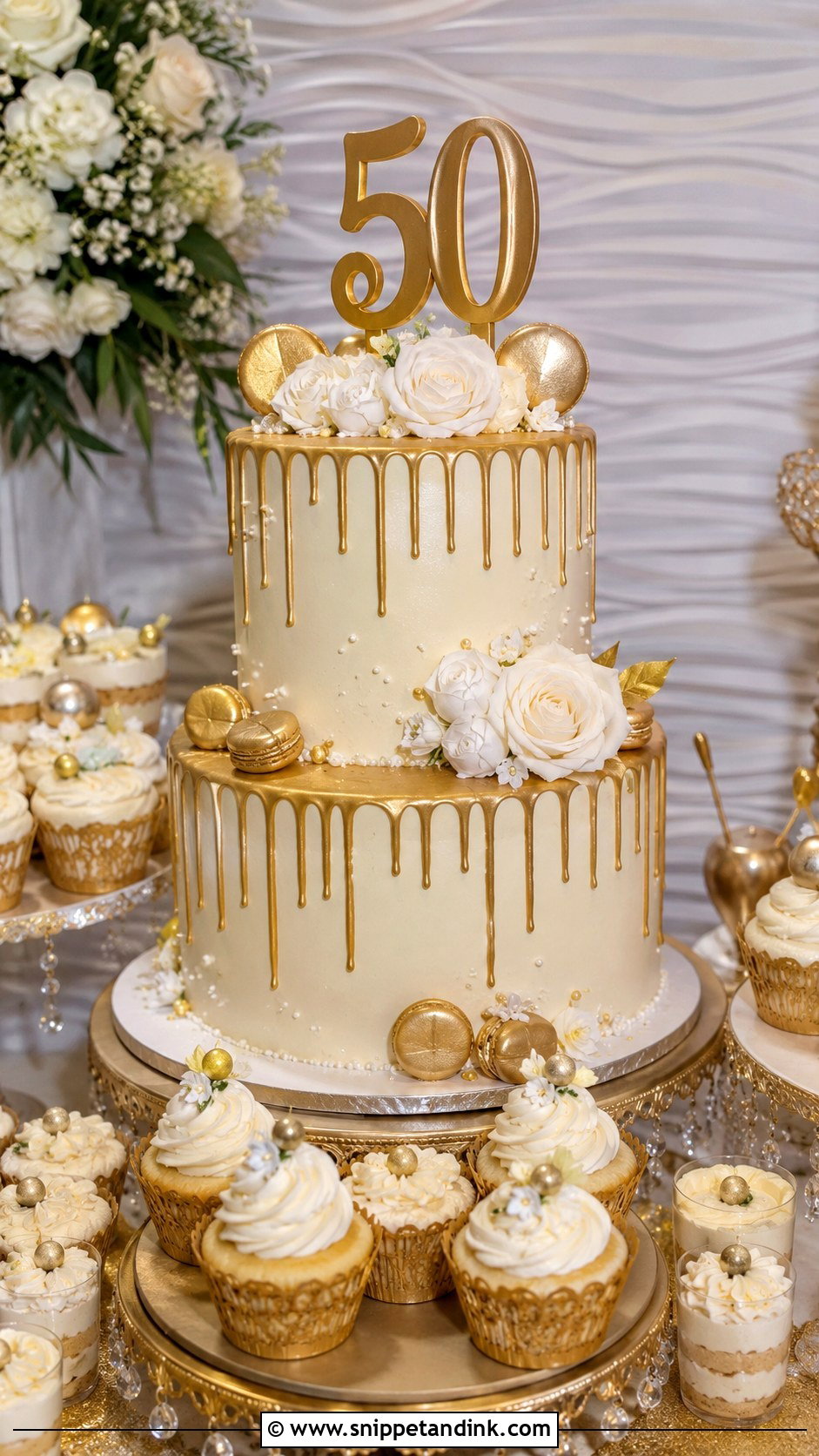 50th Anniversary Dessert Table Cake - Snippet and Ink - 20 50 Year Anniversary Cake Ideas