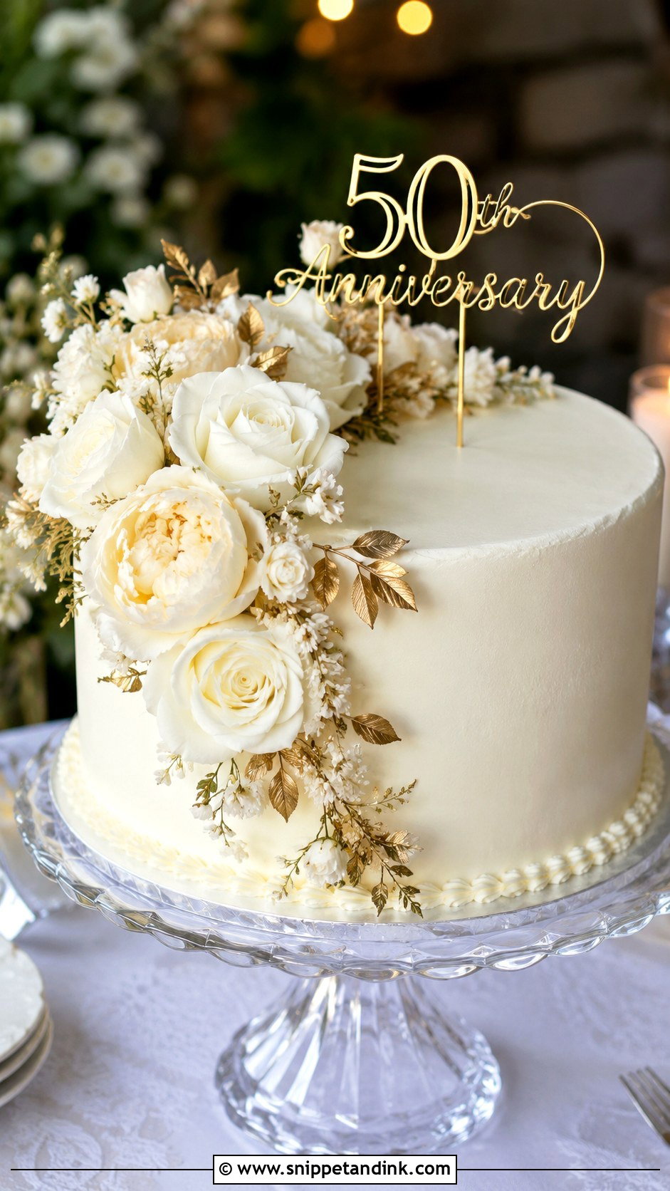 50th Anniversary Floral Cake - Snippet and Ink - 20 50 Year Anniversary Cake Ideas
