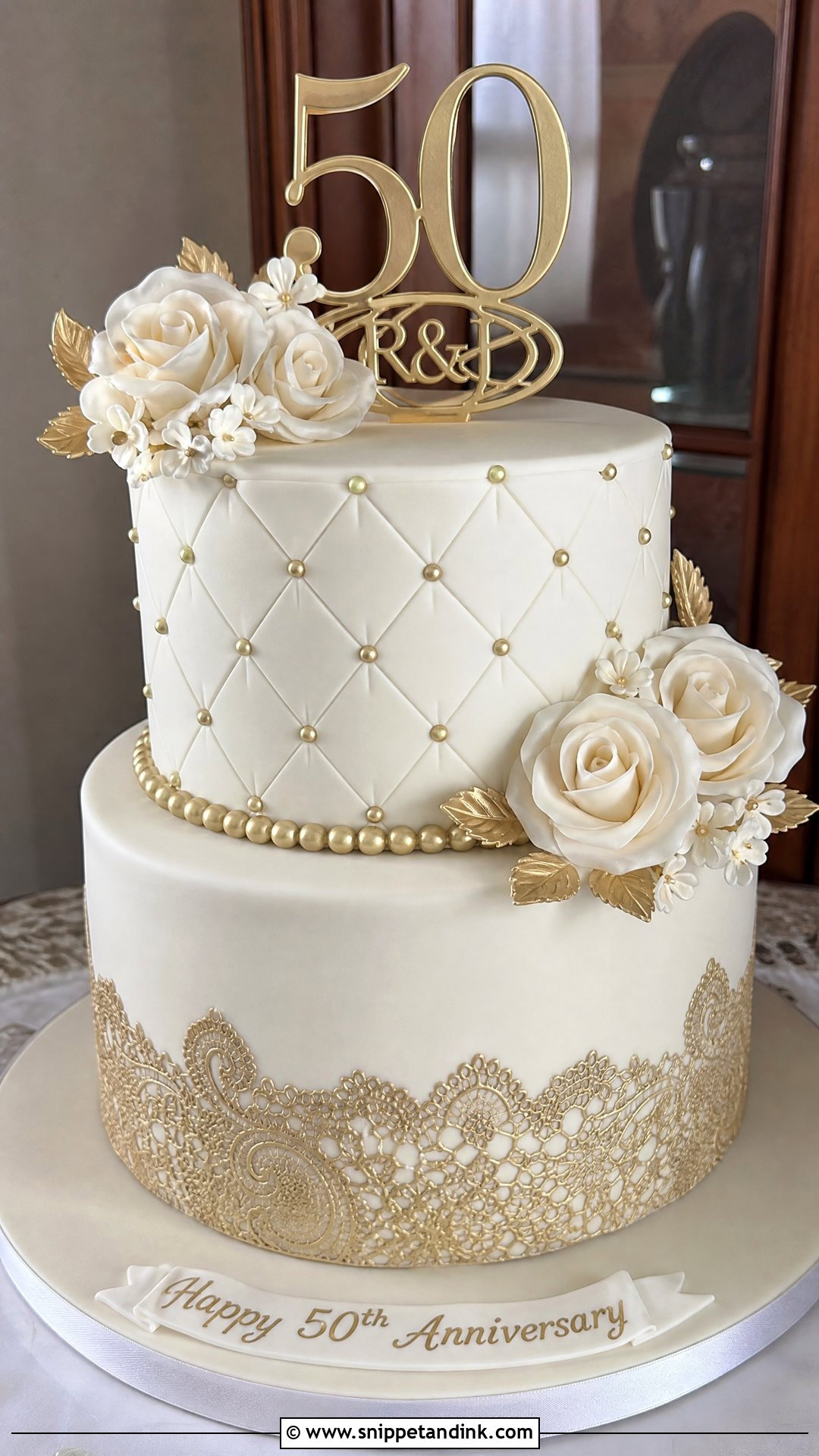 50th Anniversary Fondant Cake - Snippet and Ink - 25 50th Anniversary Cake Ideas