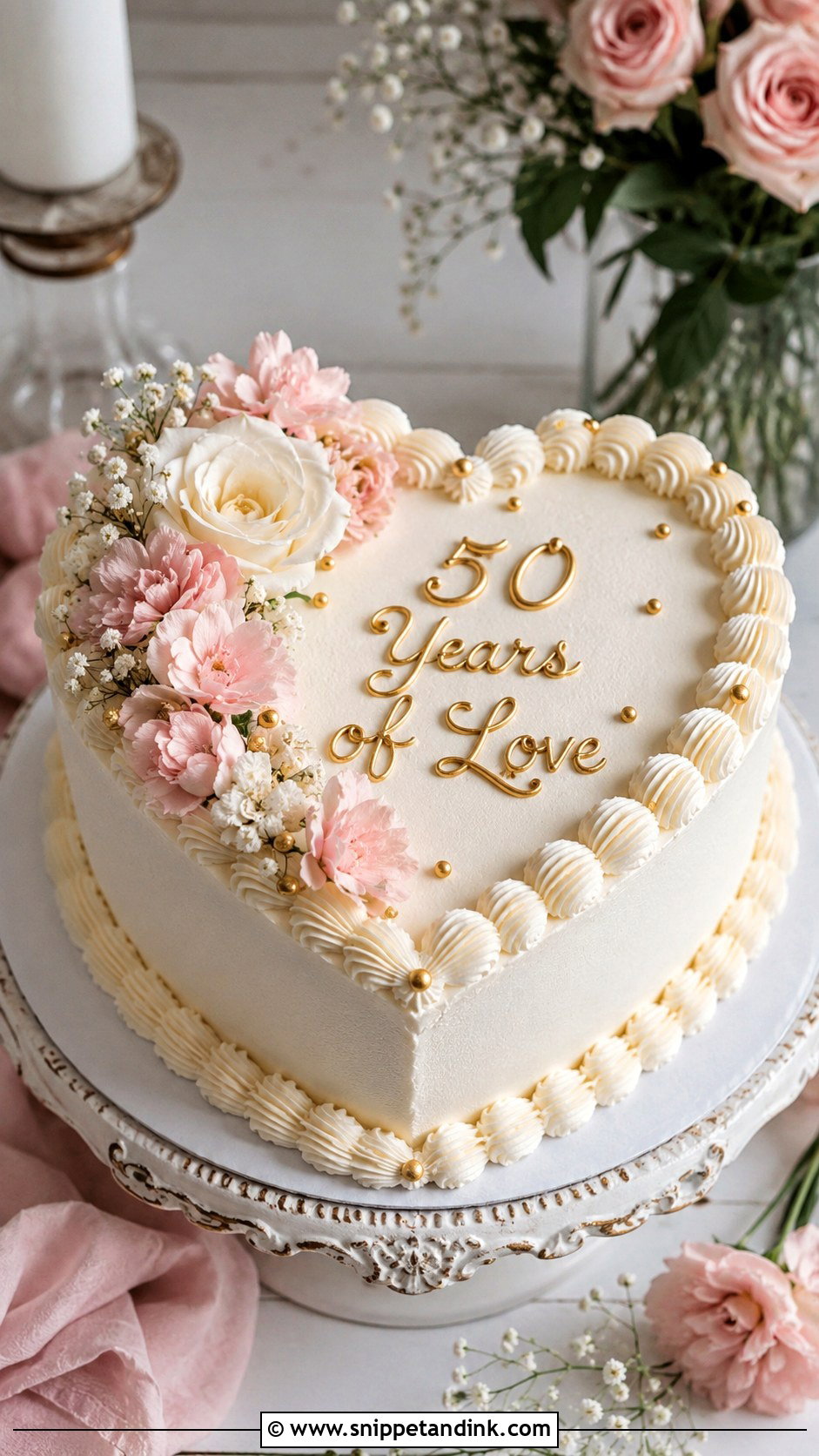 50th Anniversary Heart Cake - Snippet and Ink - 20 50 Year Anniversary Cake Ideas