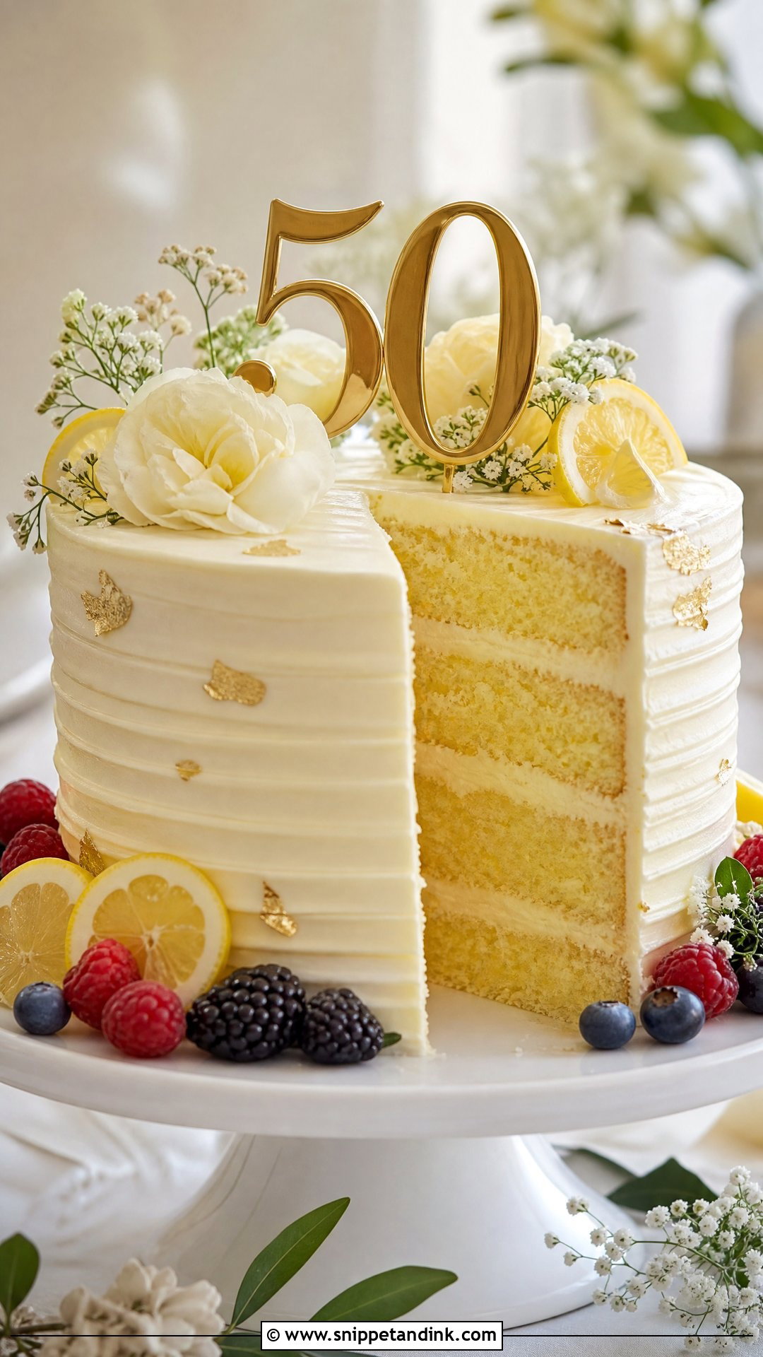 50th Anniversary Lemon Cake - Snippet and Ink - 25 50th Anniversary Cake Ideas
