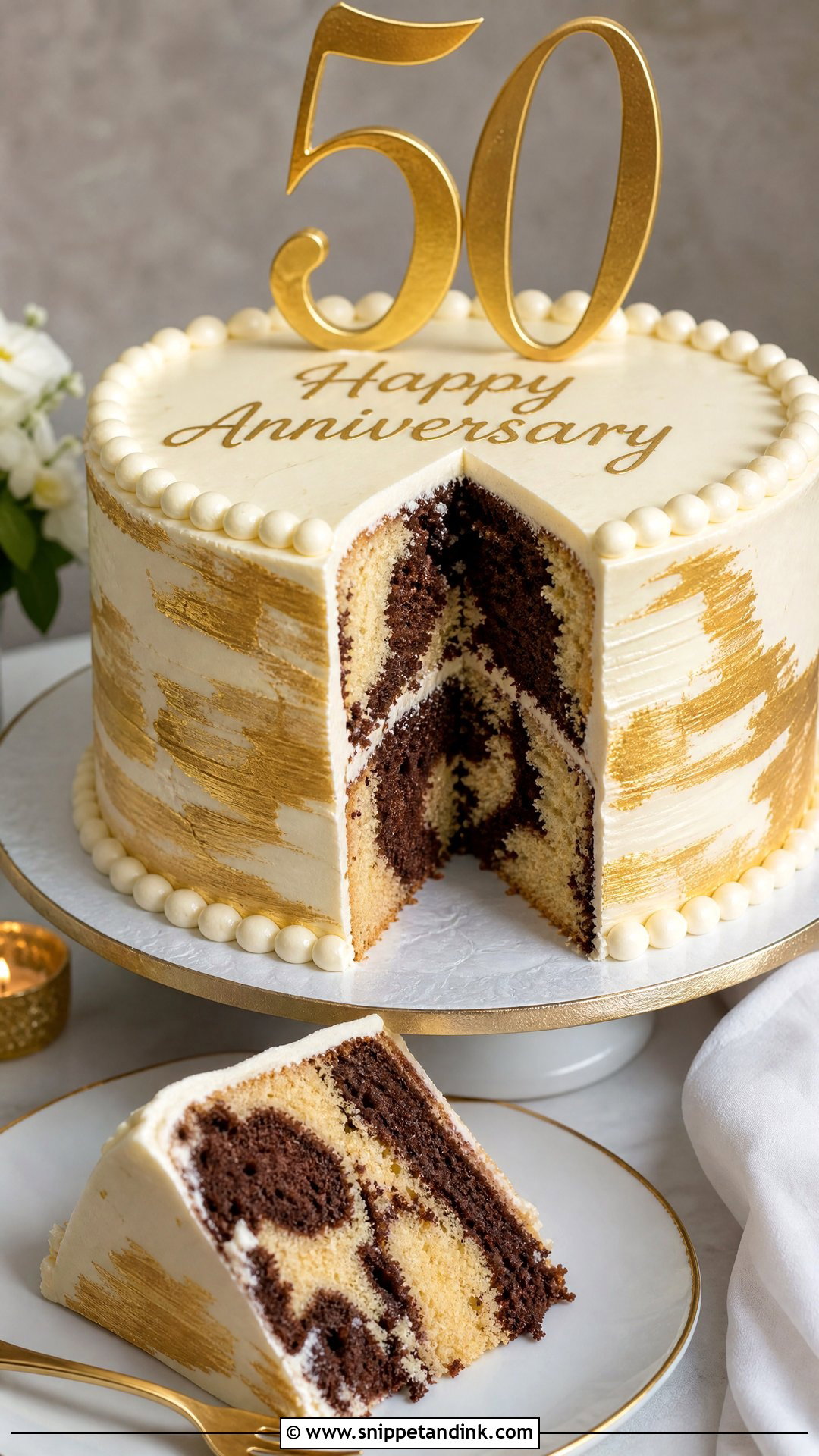 50th Anniversary Marble Cake - Snippet and Ink - 25 50th Anniversary Cake Ideas