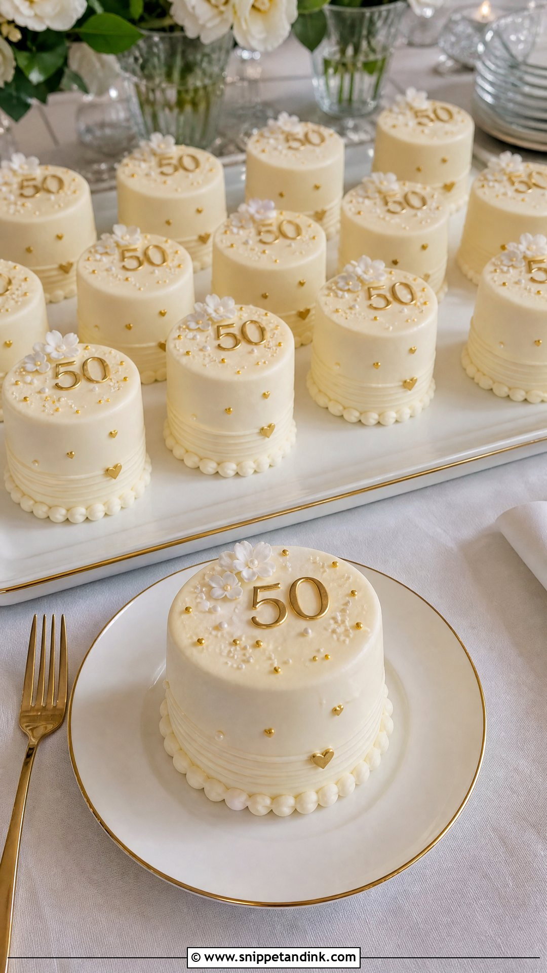 50th Anniversary Mini Cakes - Snippet and Ink - 30 50th Anniversary Cakes