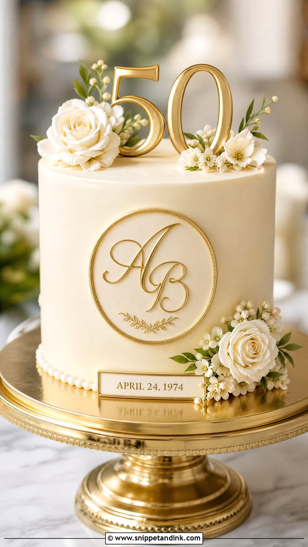 50th Anniversary Monogram Cake - Snippet and Ink - 25 50th Anniversary Cake Ideas