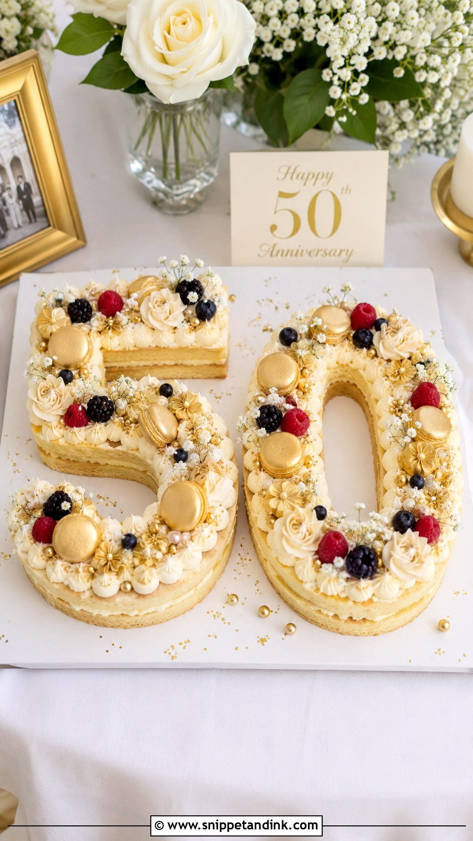 50th Anniversary Number 50 Cake - Snippet and Ink - 20 50 Year Anniversary Cake Ideas
