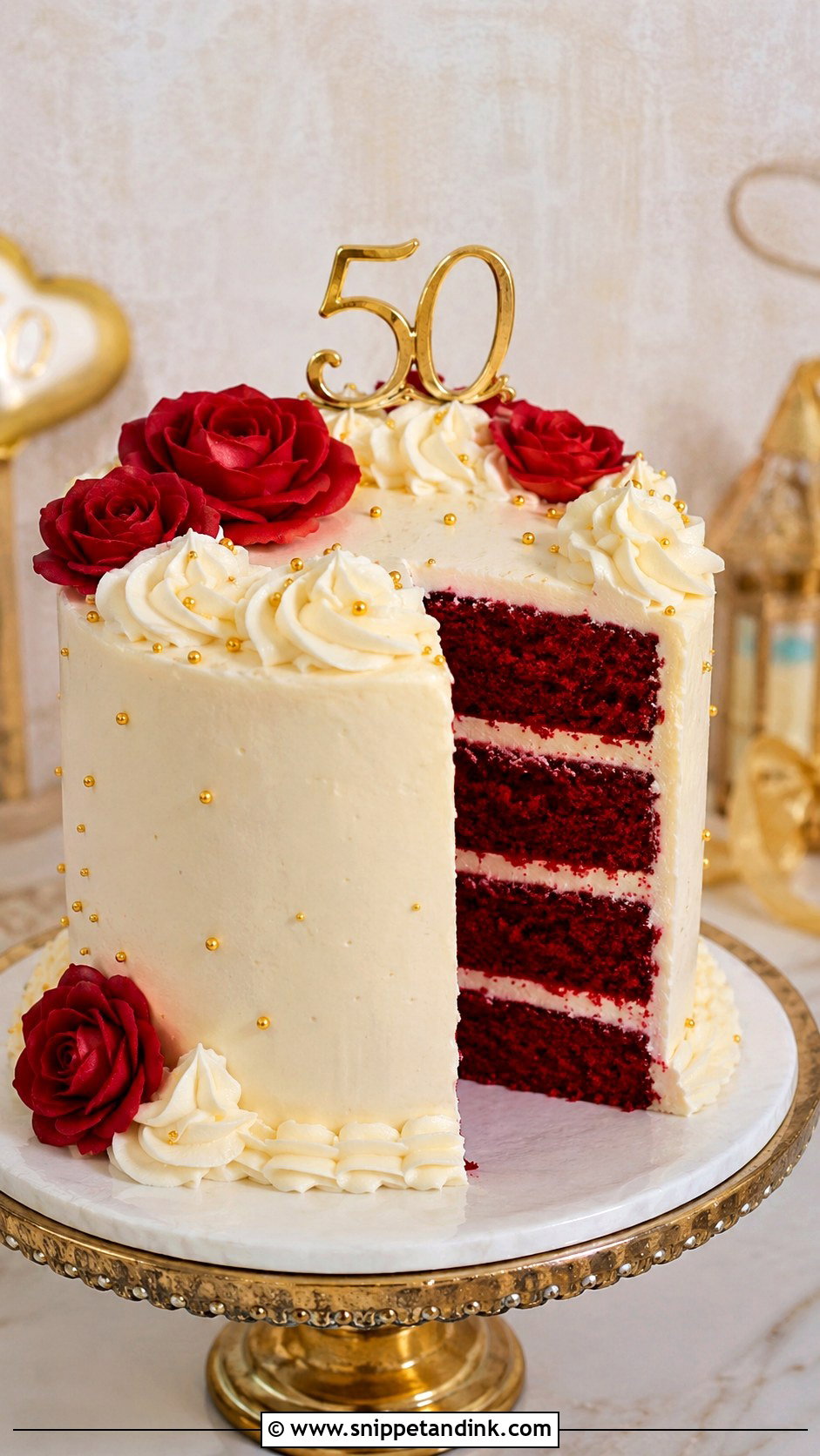 50th Anniversary Red Velvet Cake - Snippet and Ink - 20 50 Year Anniversary Cake Ideas