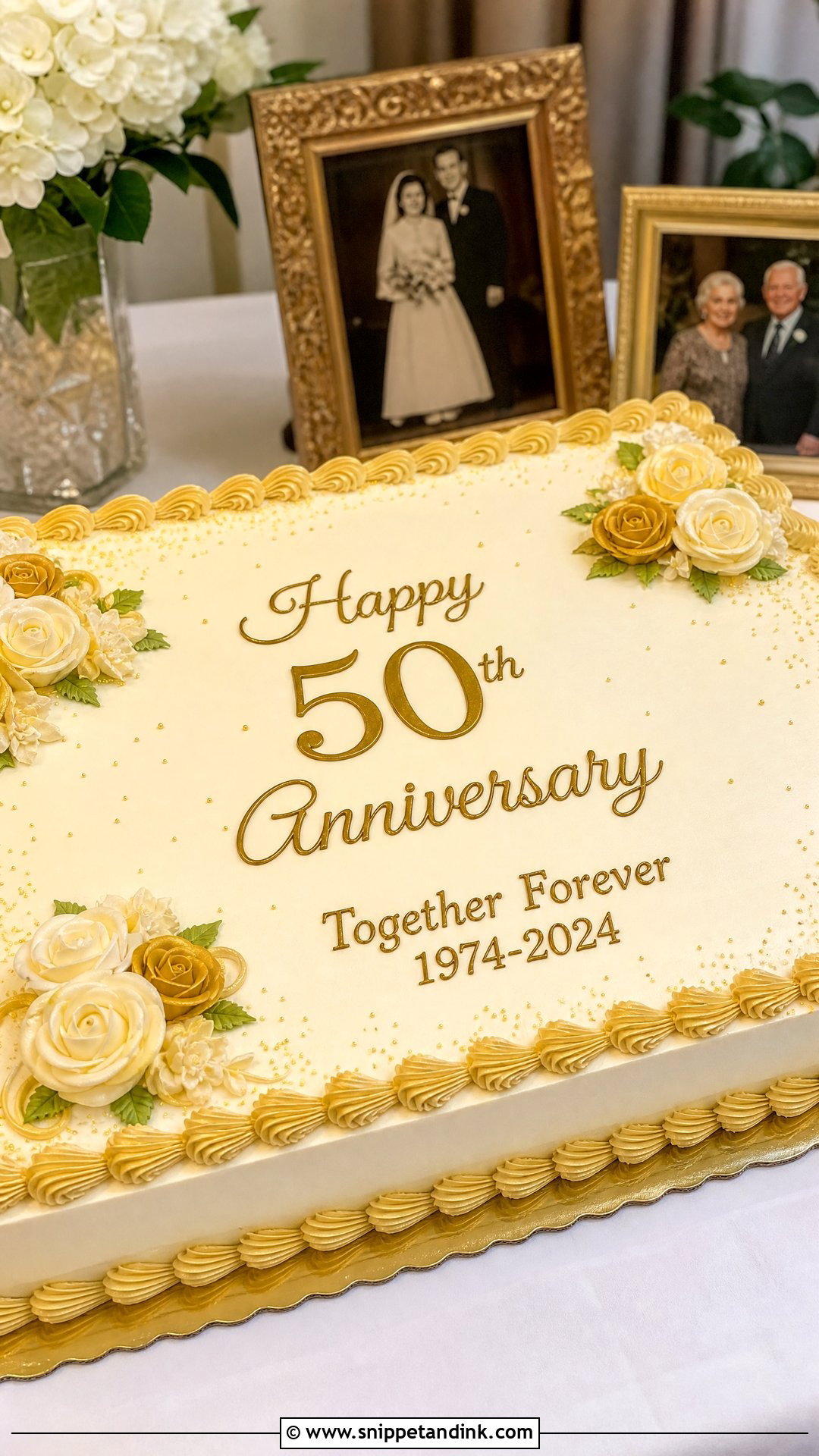 50th Anniversary Sheet Cake - Snippet and Ink - 25 50th Anniversary Cake Ideas