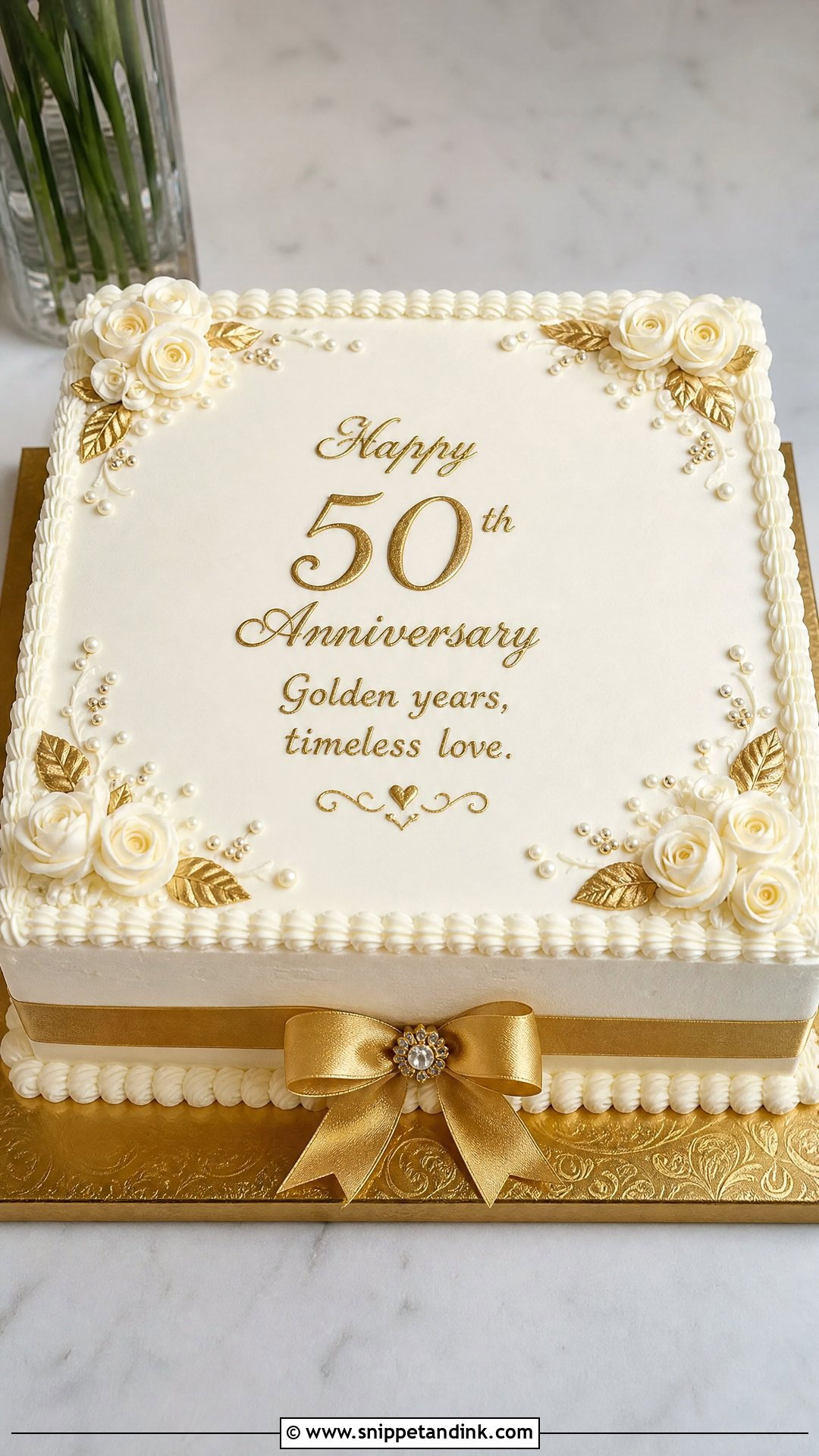 50th Anniversary Square Cake - Snippet and Ink - 25 50th Anniversary Cake Ideas